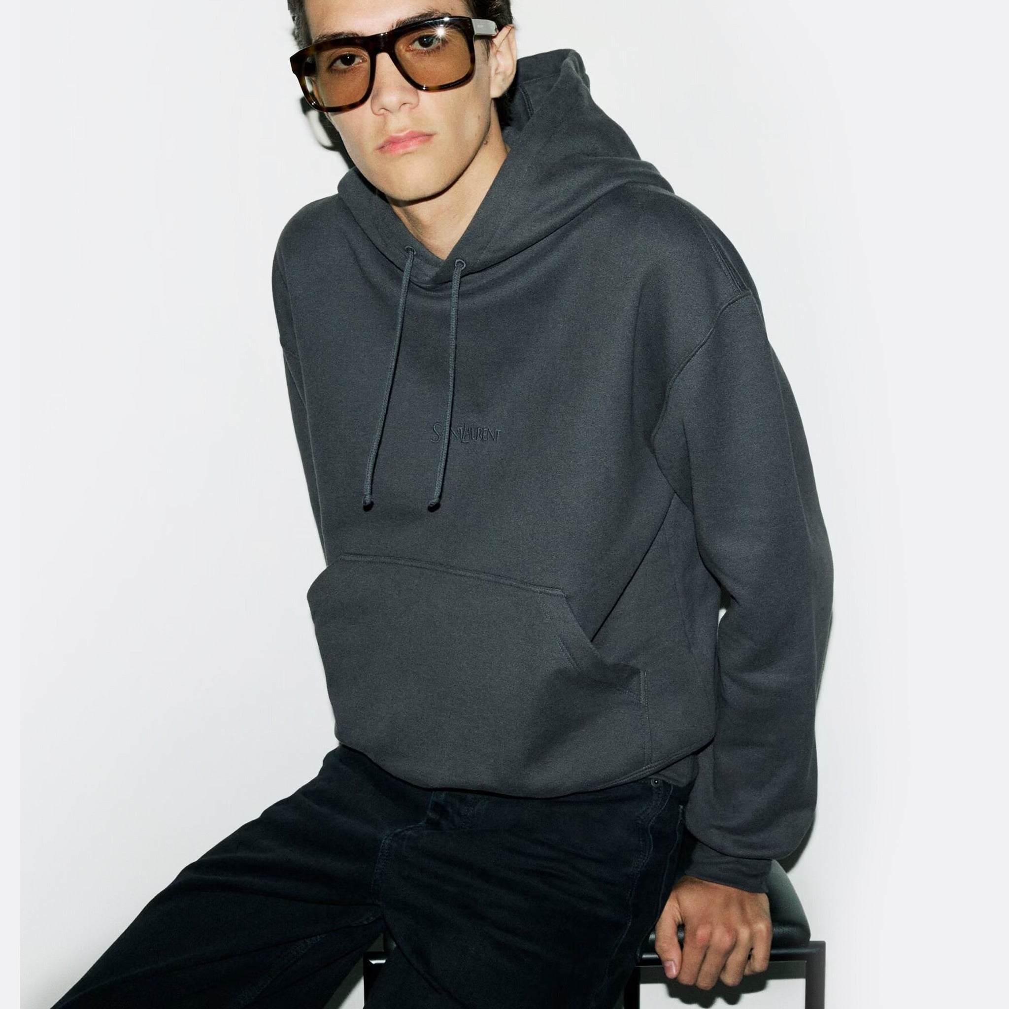 The Saint Laurent Hoodie in gros foncé from Saint Laurent