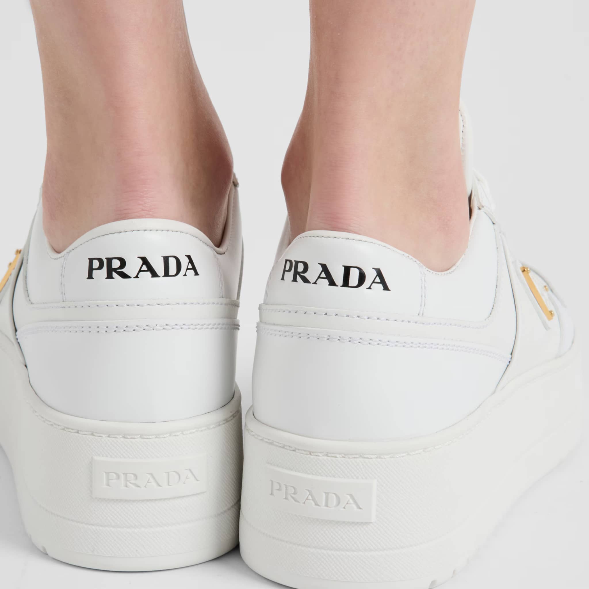Downtown Bold Leather Sneakers from Prada