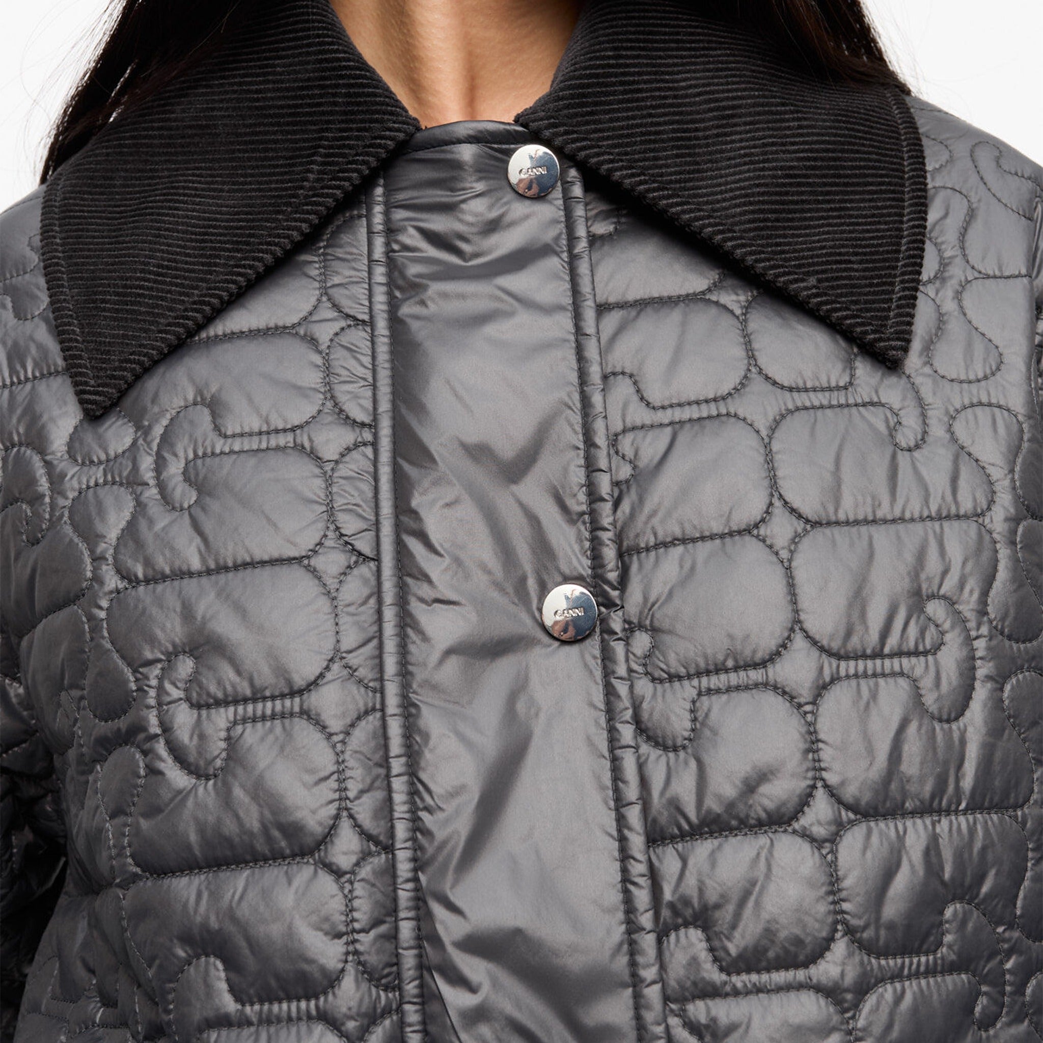 Shiny Quilt Midi Jacket from Ganni