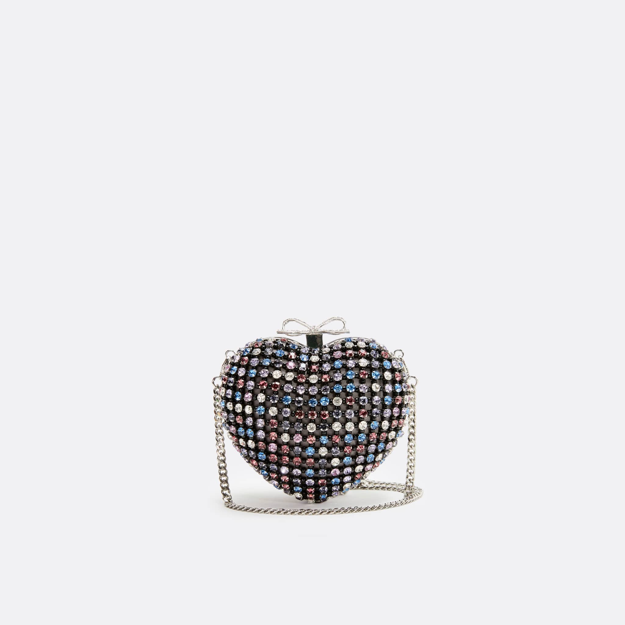 Multi Crystal Heart Clutch by Self-Portrait