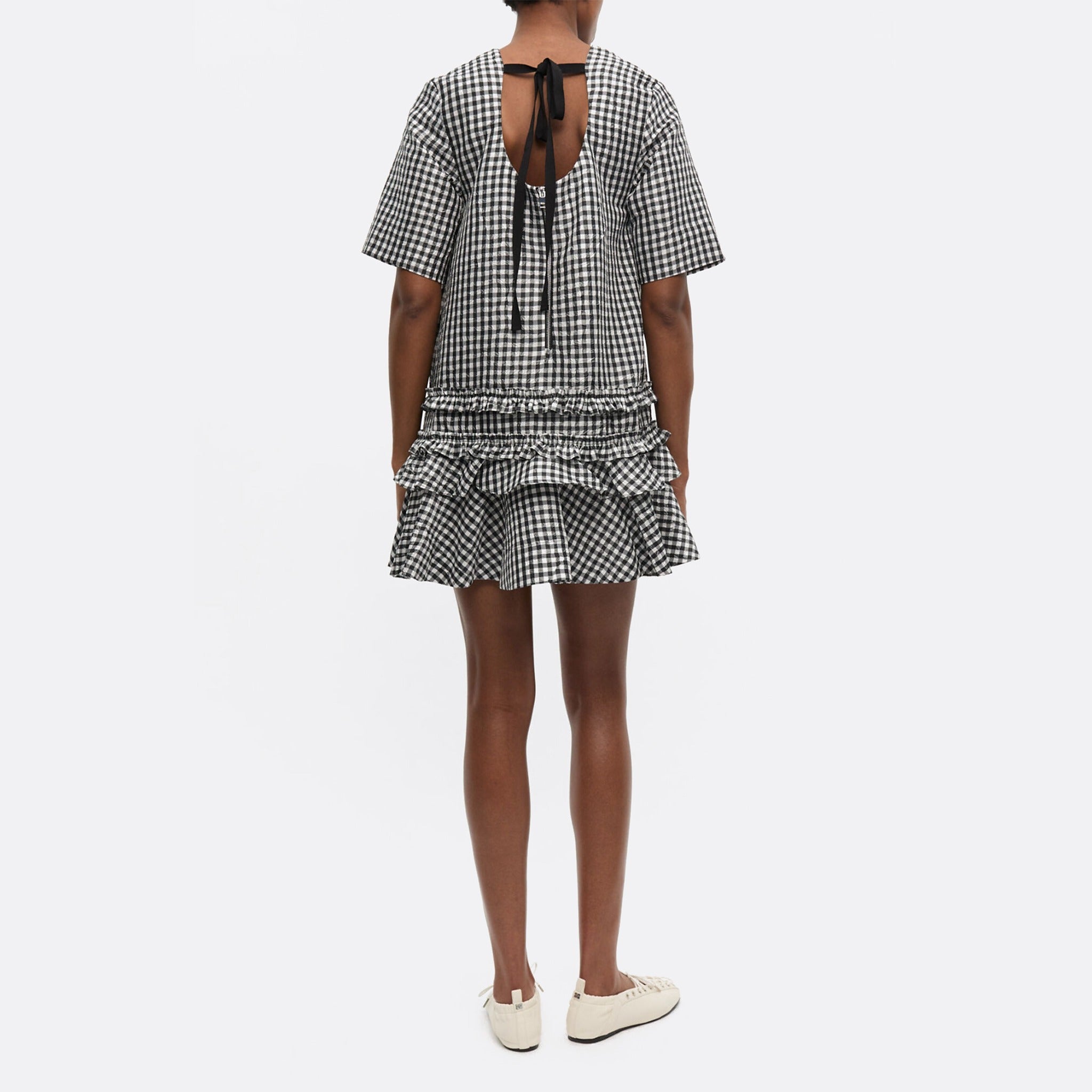 Crinkled Check Mini Dress from GANNI