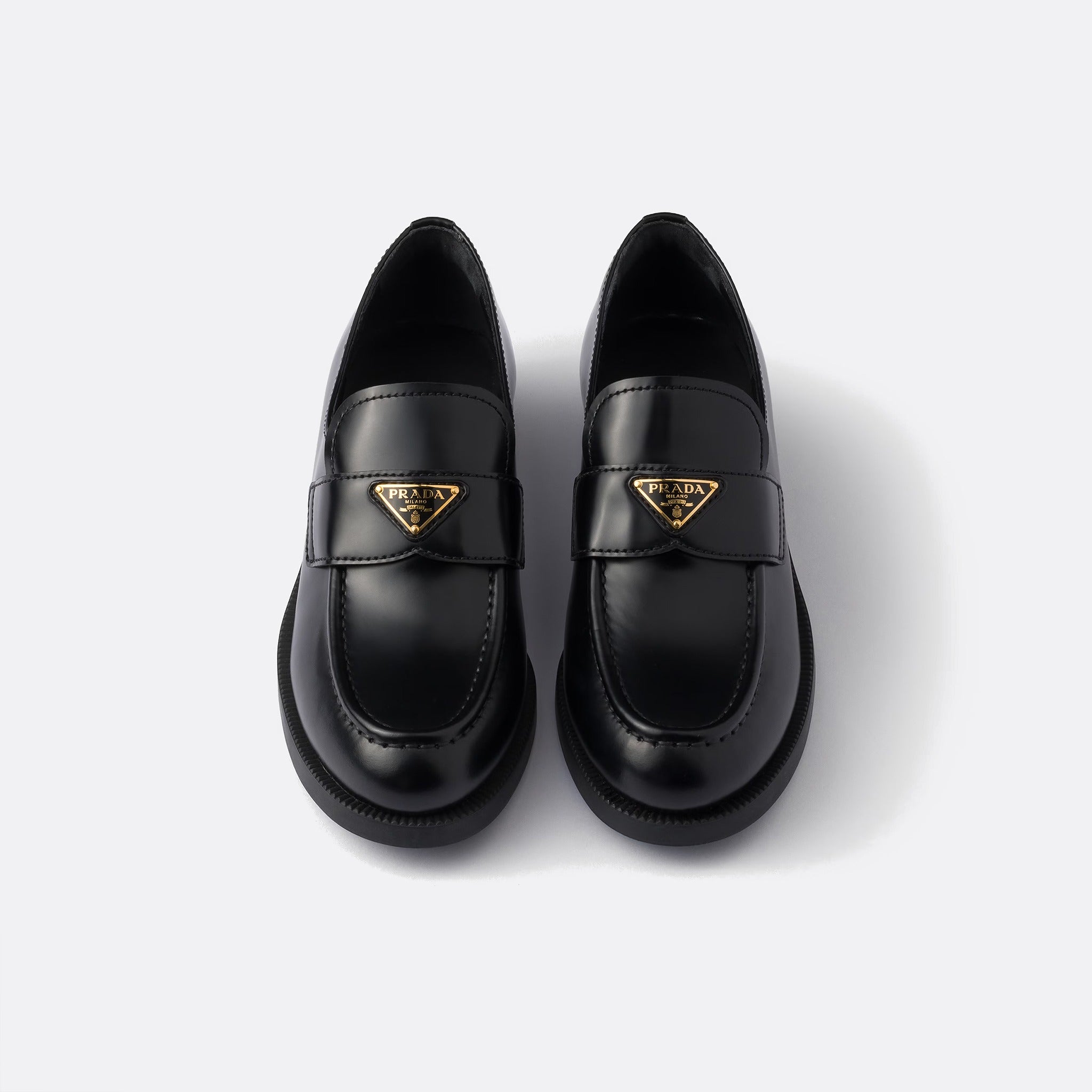 Brushed Leather Loafers from Prada