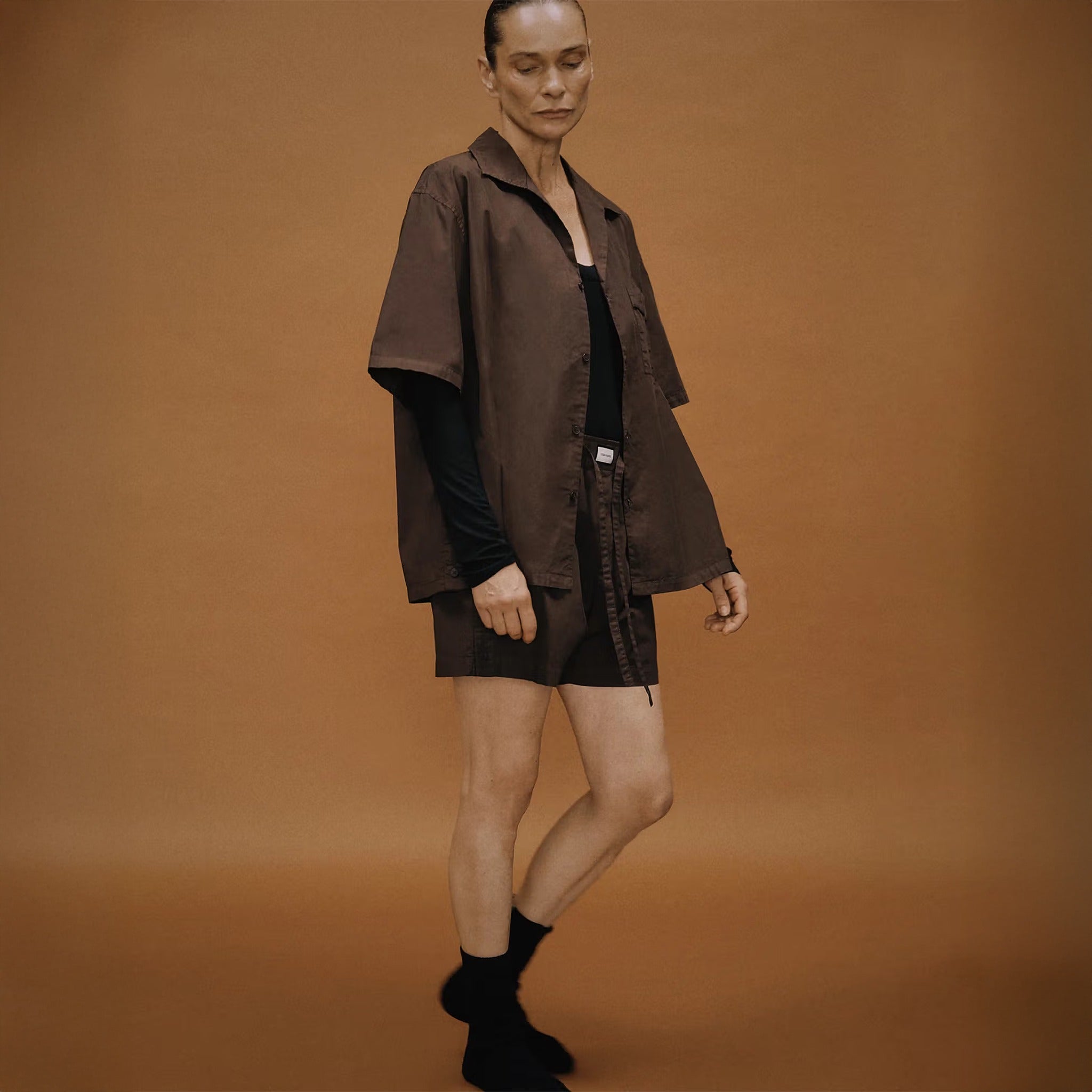 SS Pajama Shirt from Entire Studios in Brown