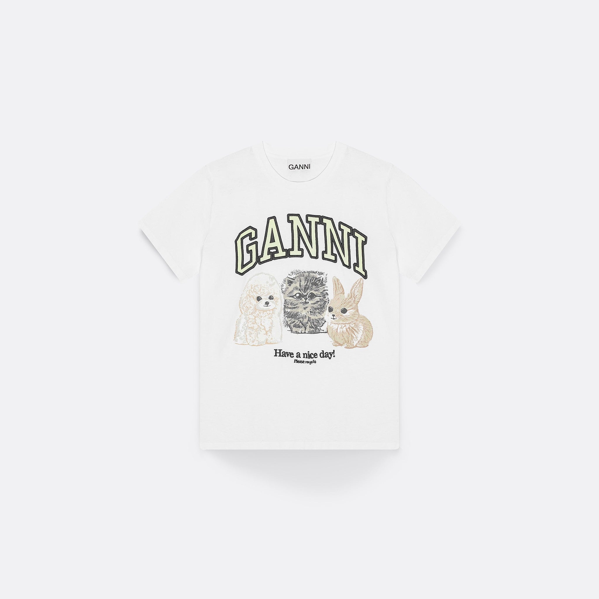 Animal Print T-Shirt by Ganni in White