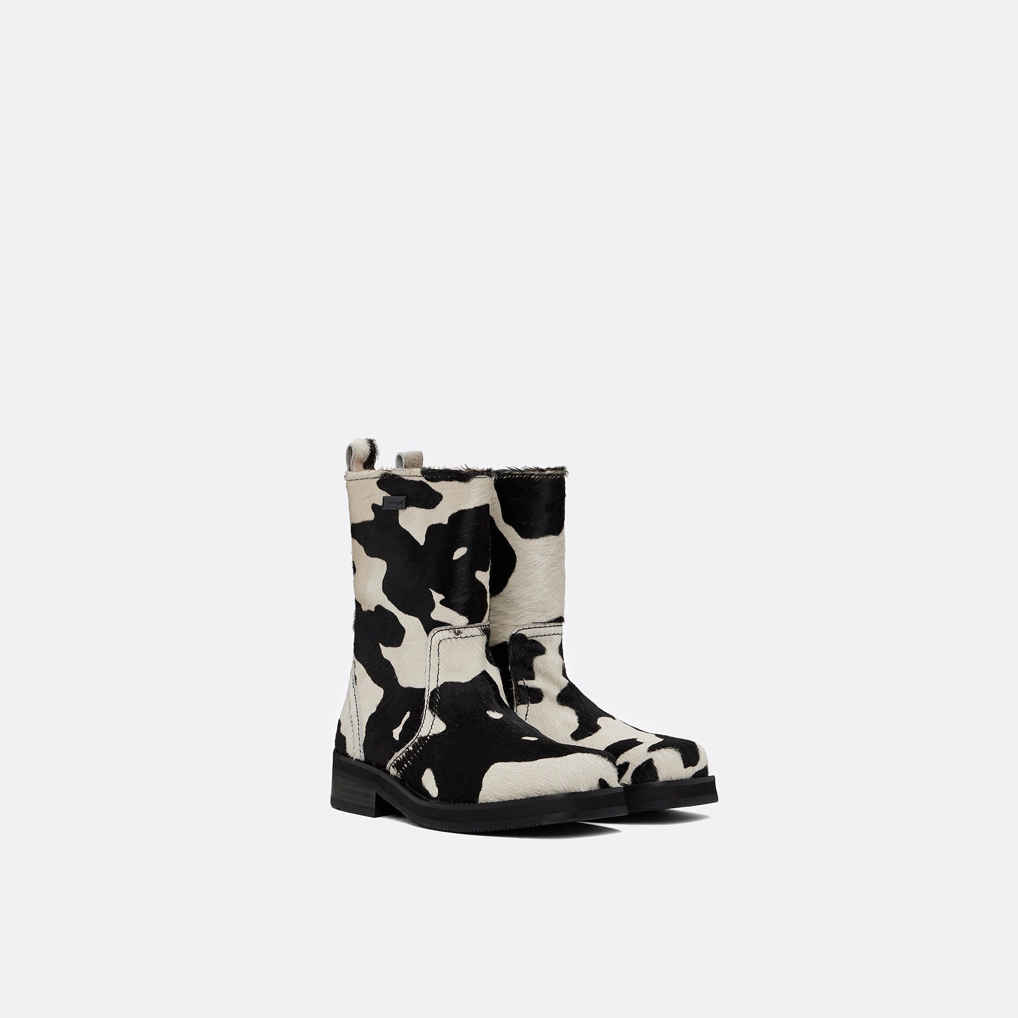 Soulland Arizona Pony Boots in Off-White Multi and Brown Multi