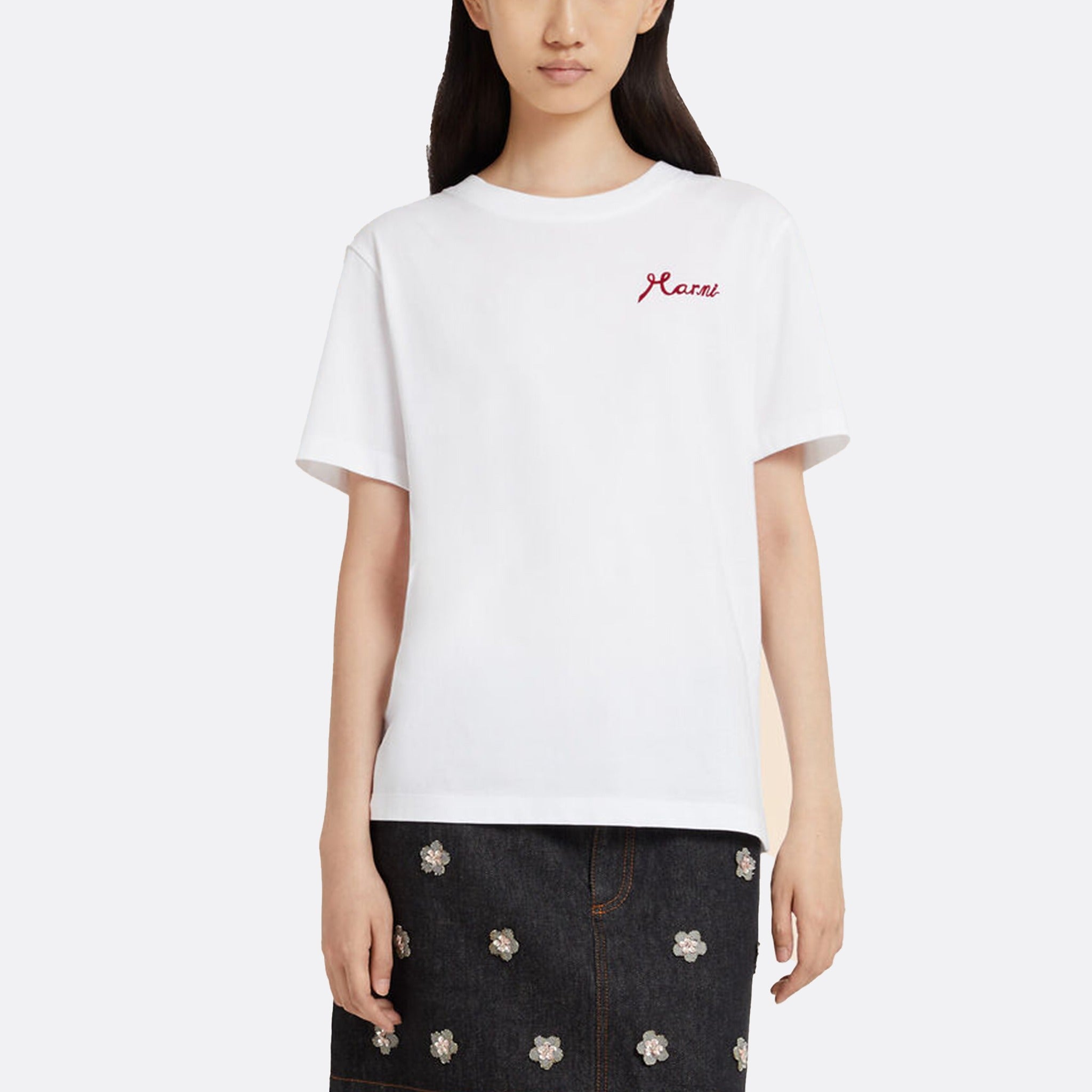 The Cotton T-Shirt with Flocked Logo from Marni