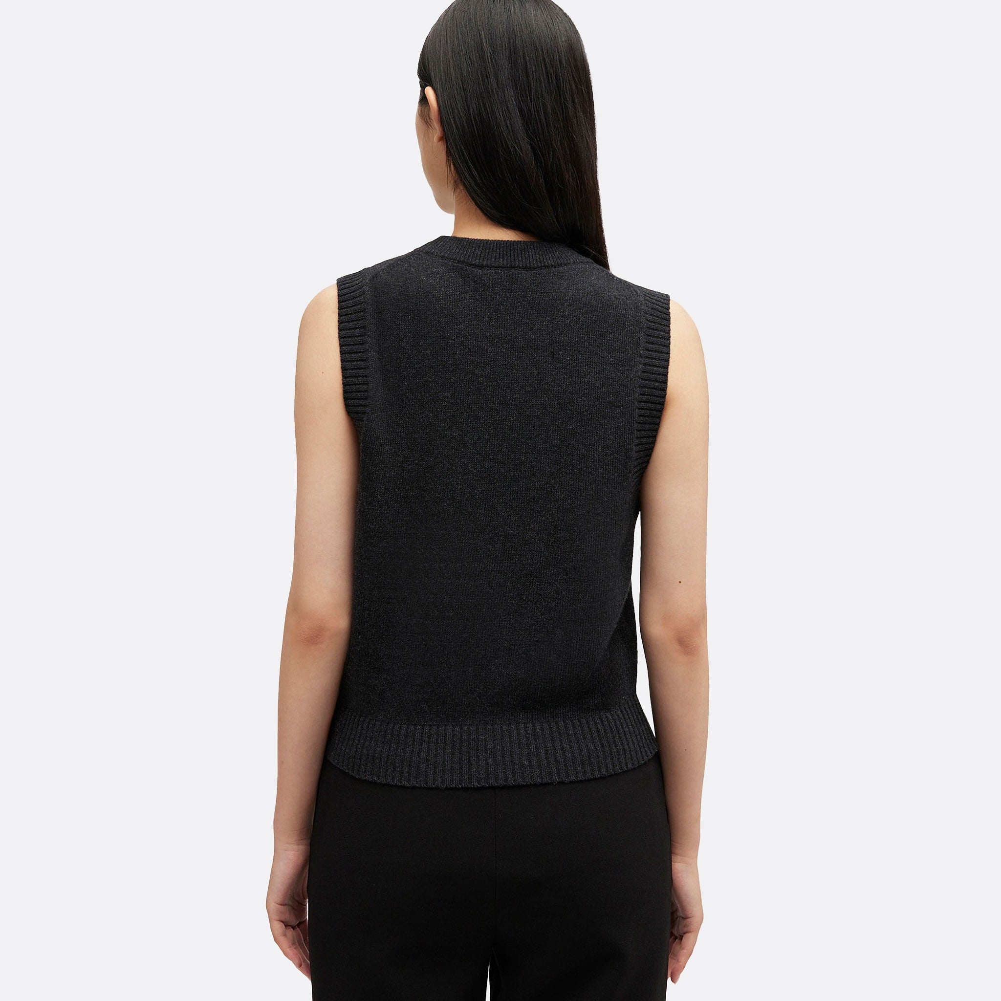 Ganni 'cherry' sleeveless vest in wool jacquard.