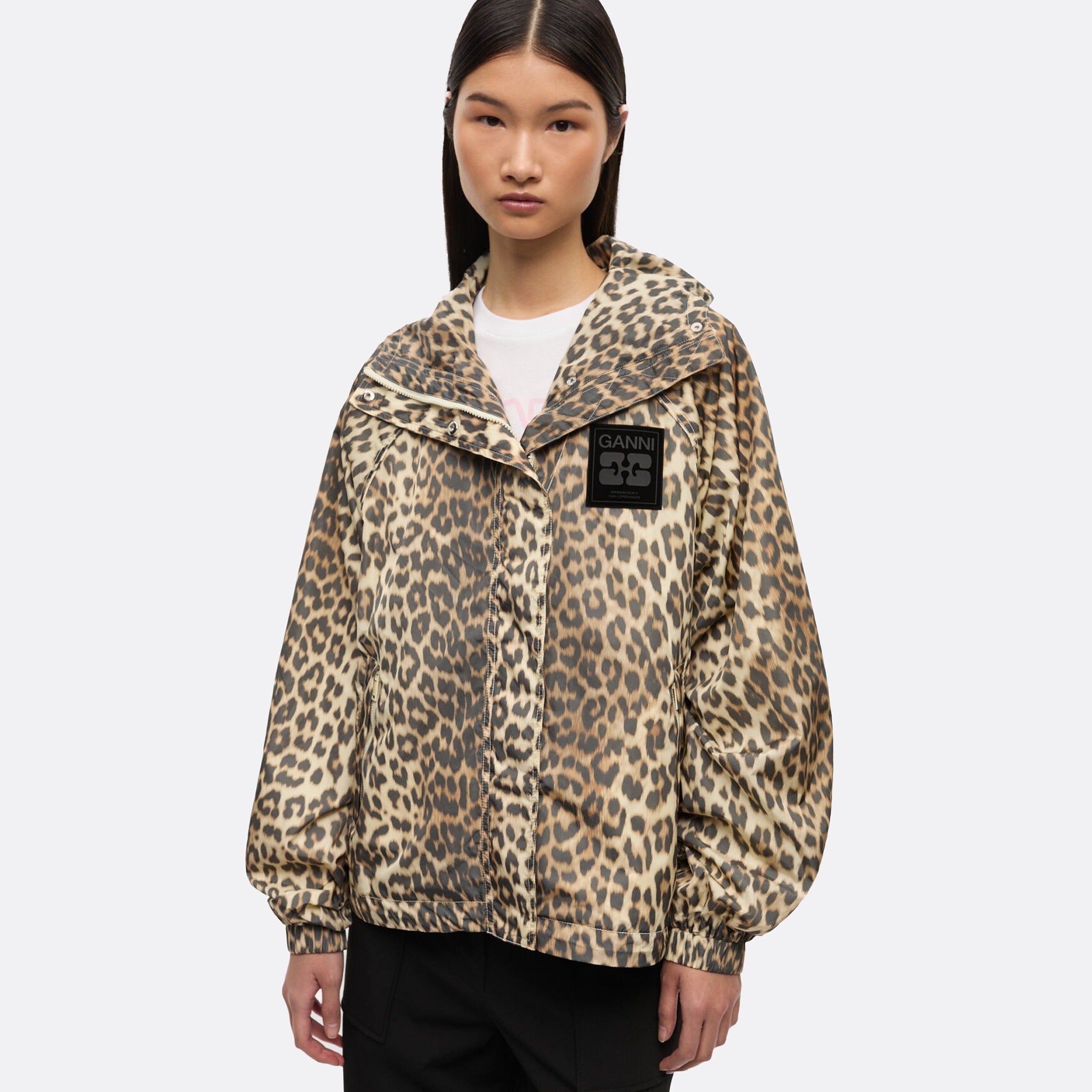 Leopard Print Nylon Jacket from Ganni