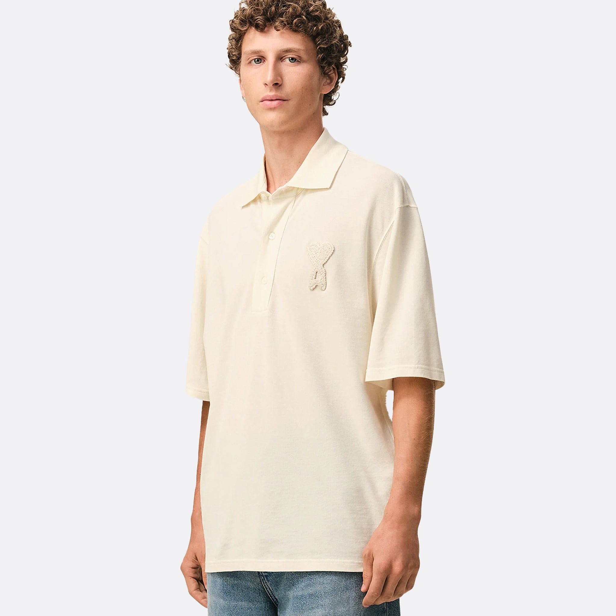 The Ami De Coeur Knitted Patch Polo from Ami Paris
