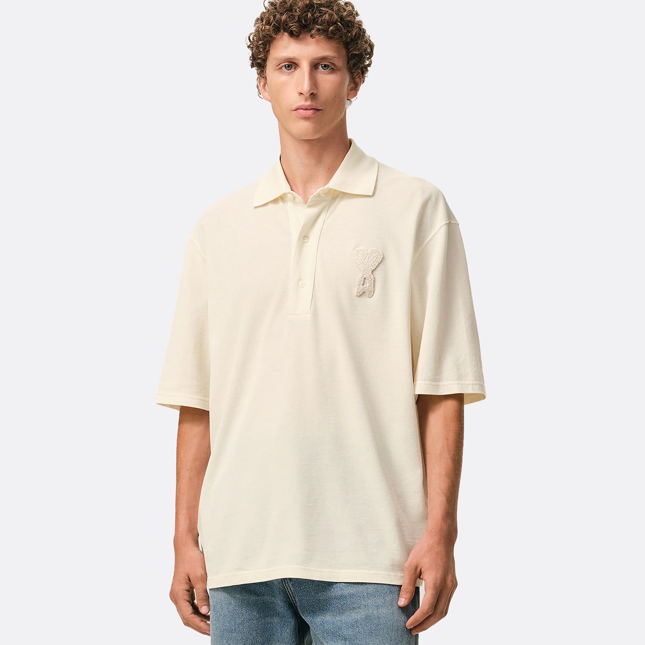The Ami De Coeur Knitted Patch Polo from Ami Paris