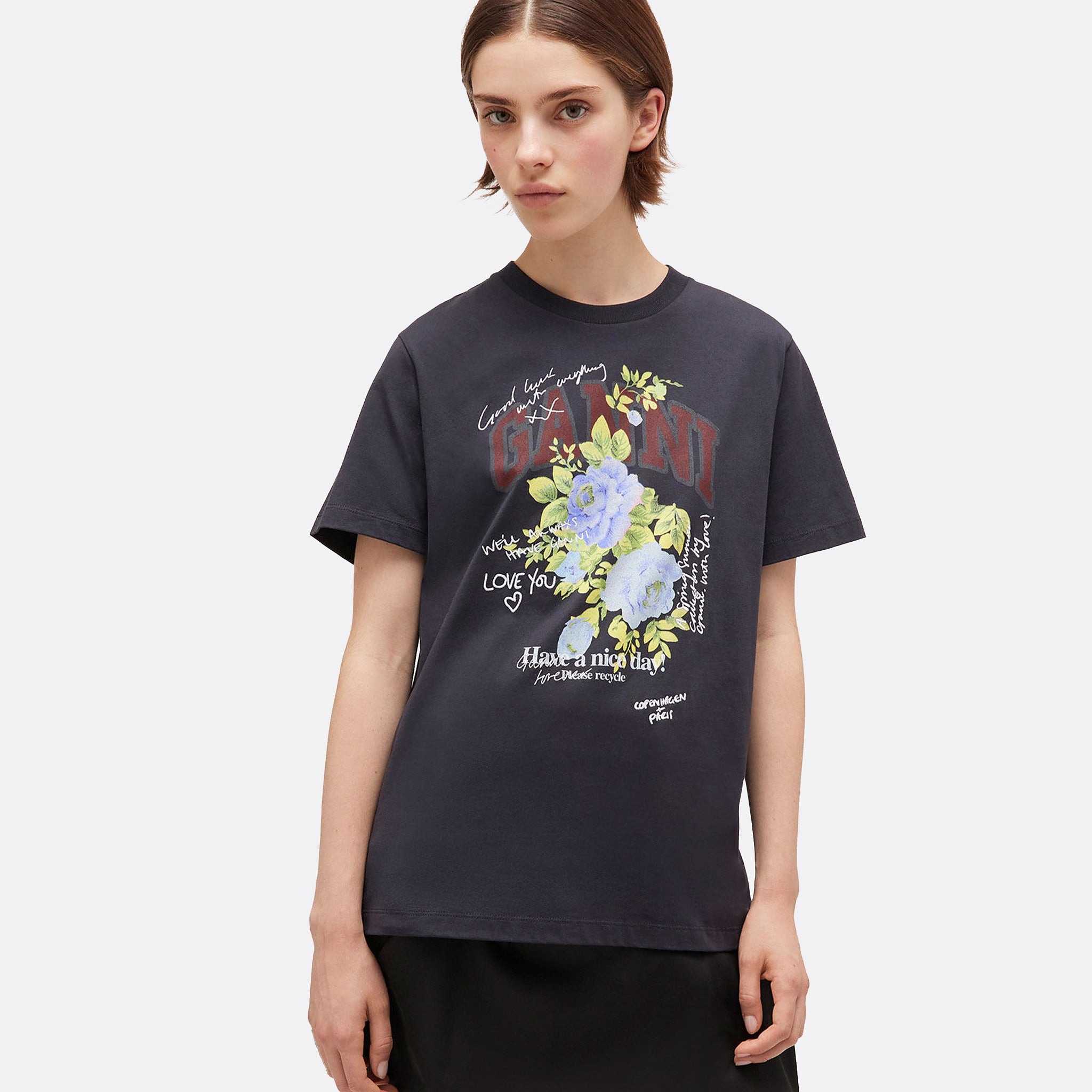 Rose T-Shirt by Ganni in Black