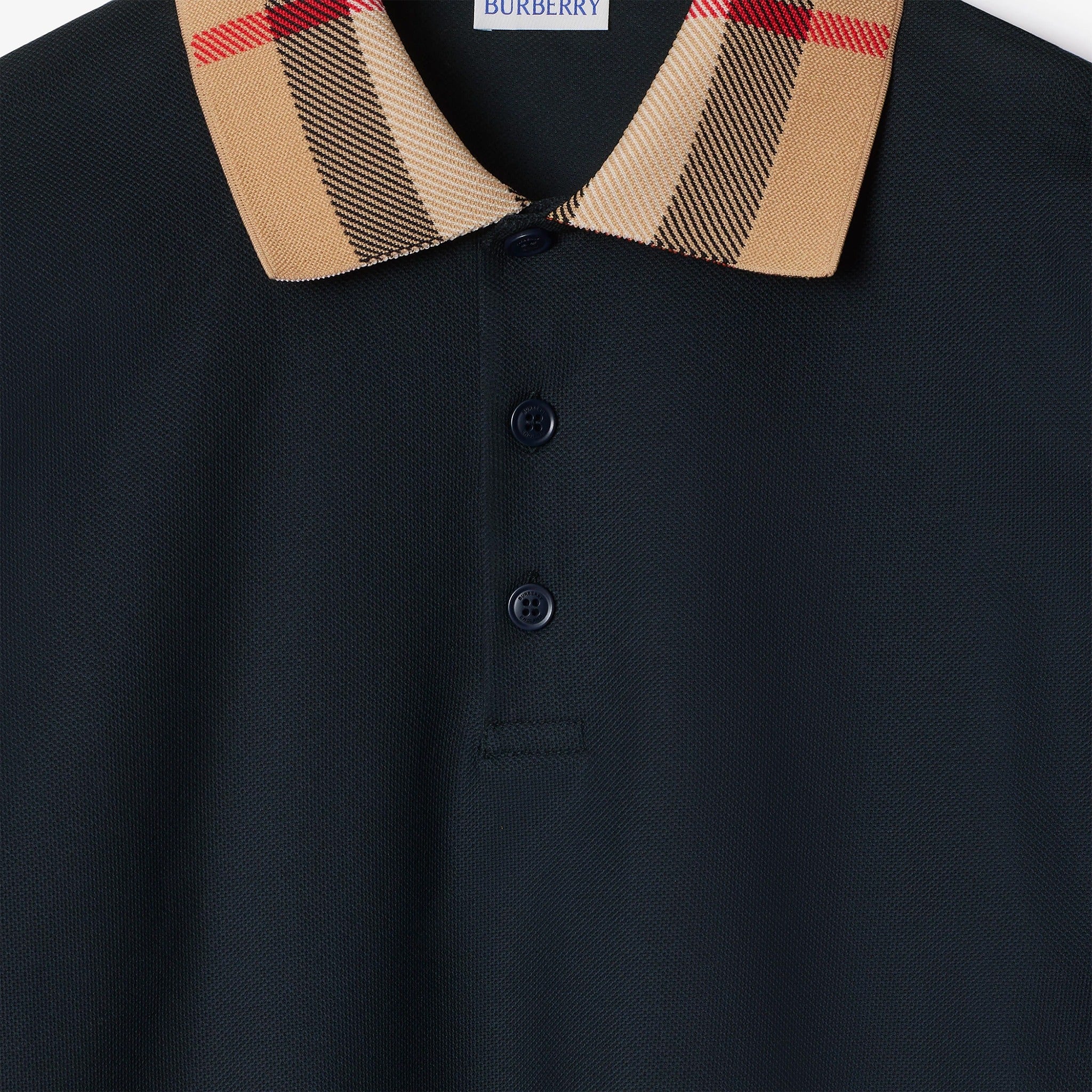 The Slim Fit Check Collar Cotton Polo Shirt from Burberry