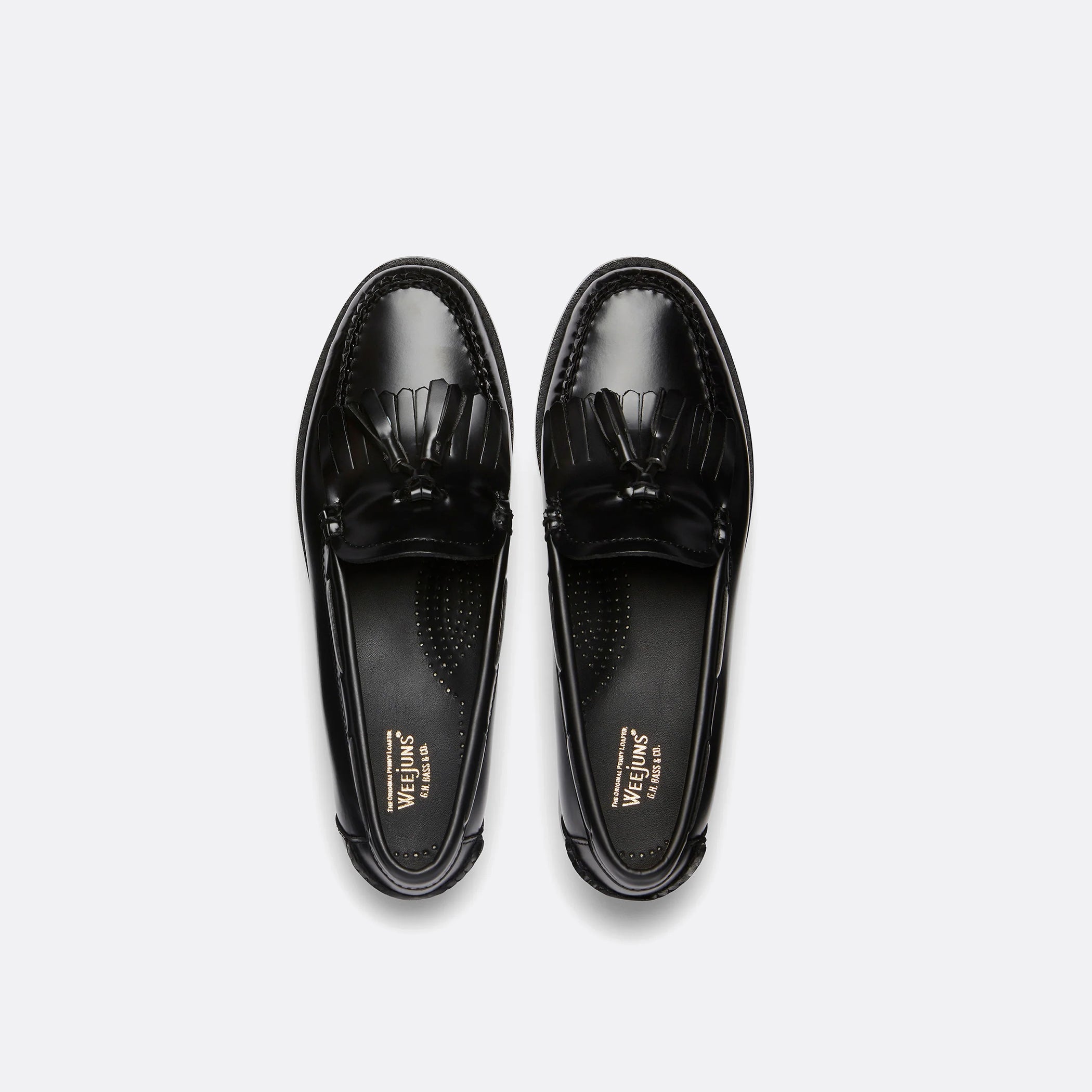 G.H Bass Weejuns Esther Kiltie Tassel Loafers in Black Leather