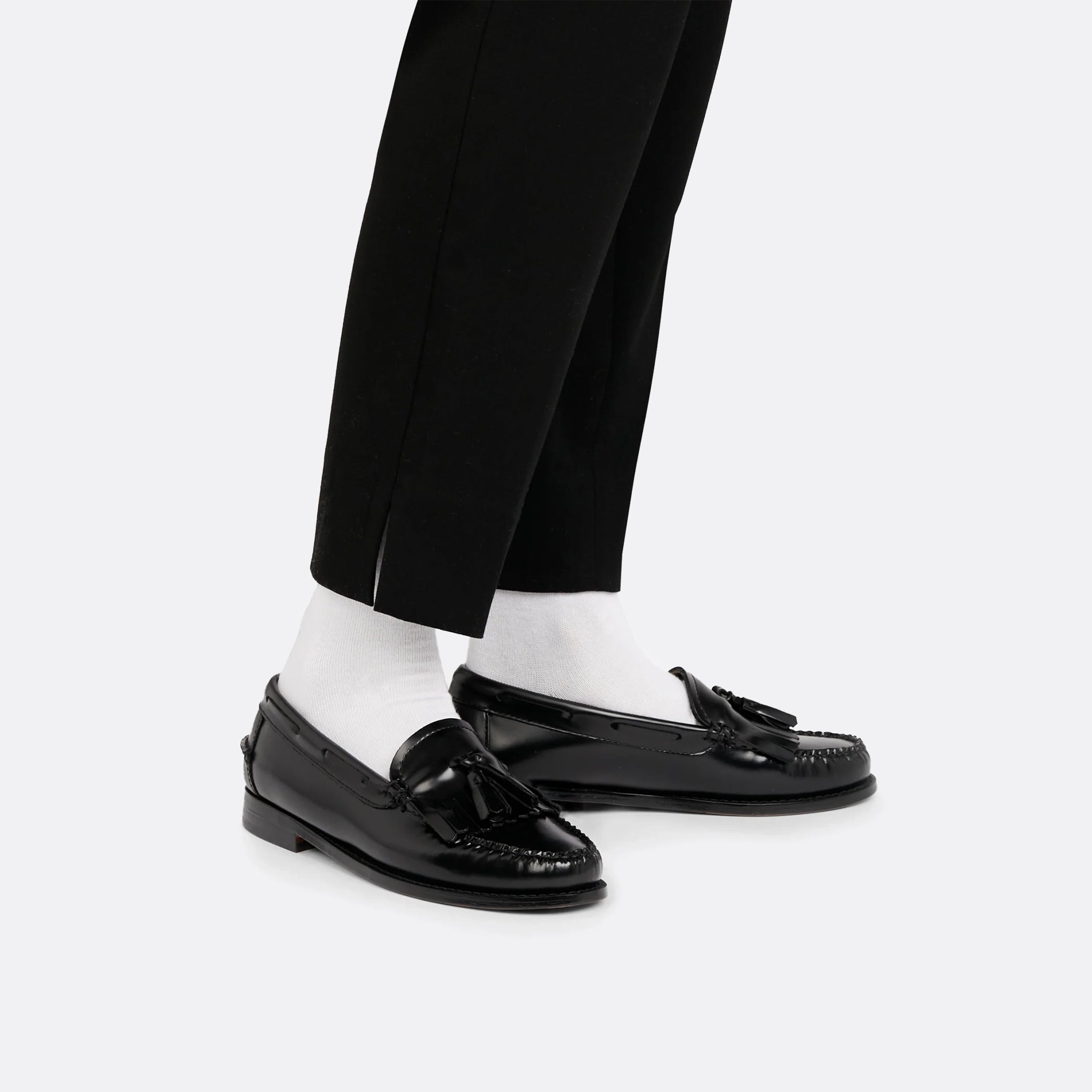 G.H Bass Weejuns Esther Kiltie Tassel Loafers in Black Leather