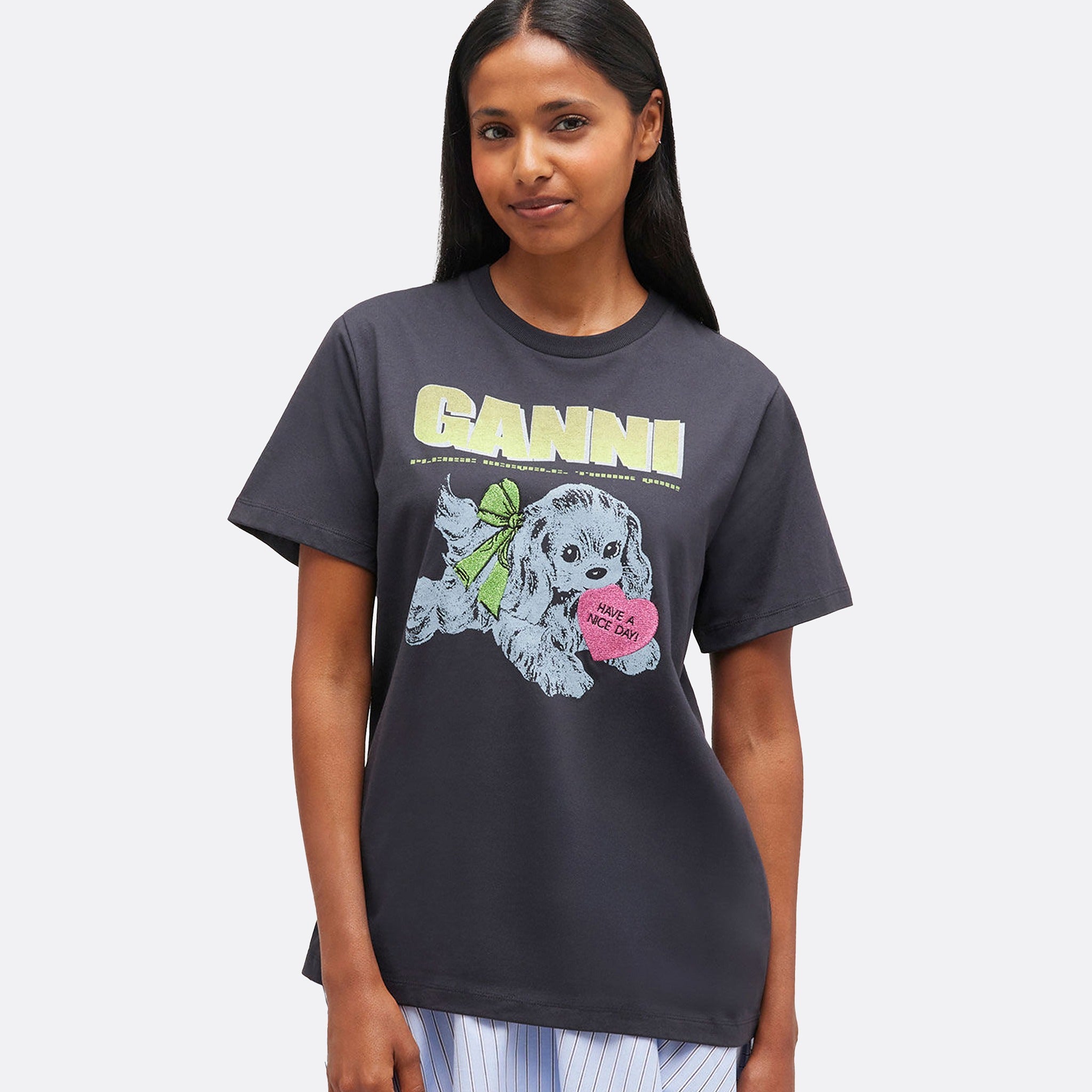 Ganni Puppy T-Shirt in Black