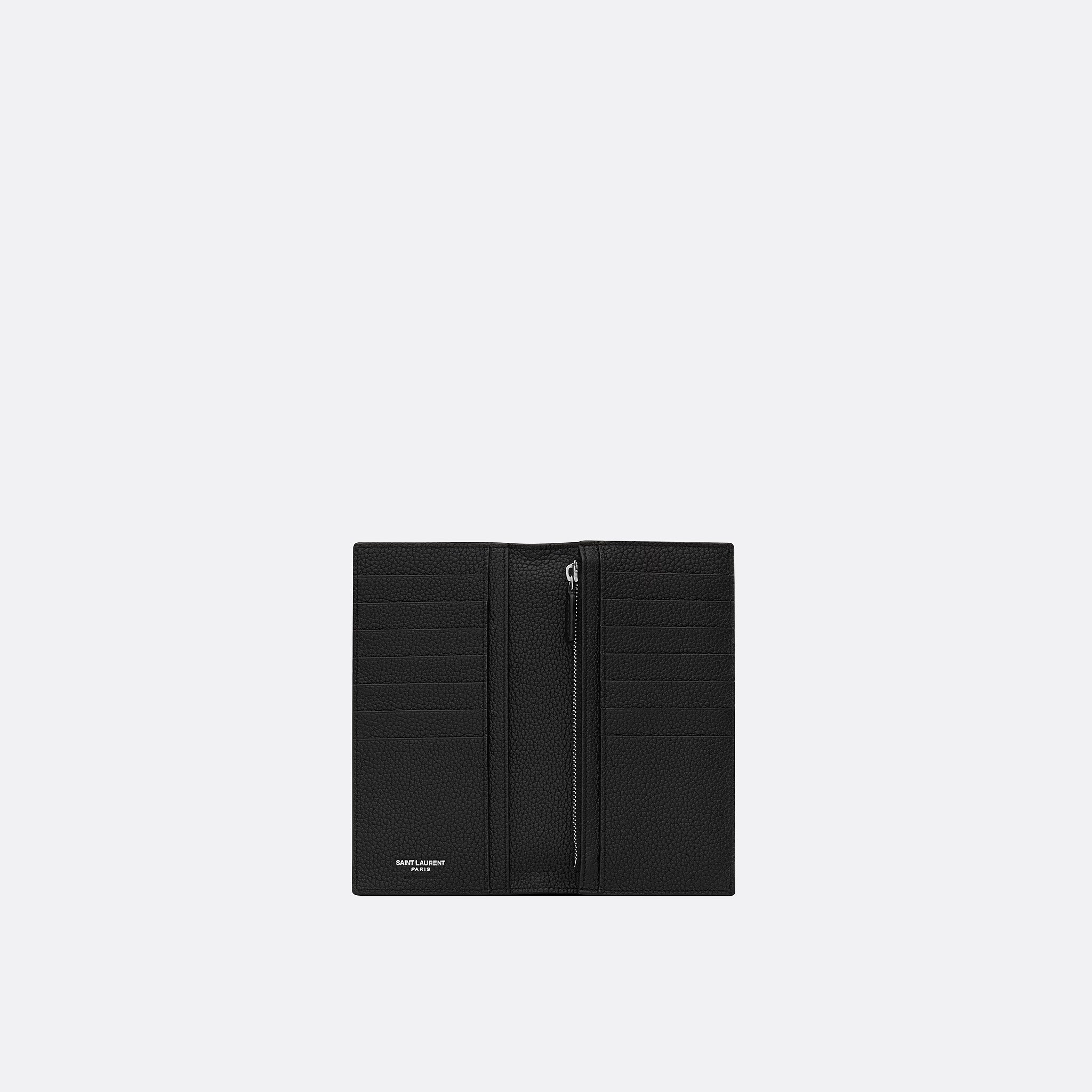 The Cassandra Shadow Continental Wallet in Grained Leather from Saint Laurent in Black