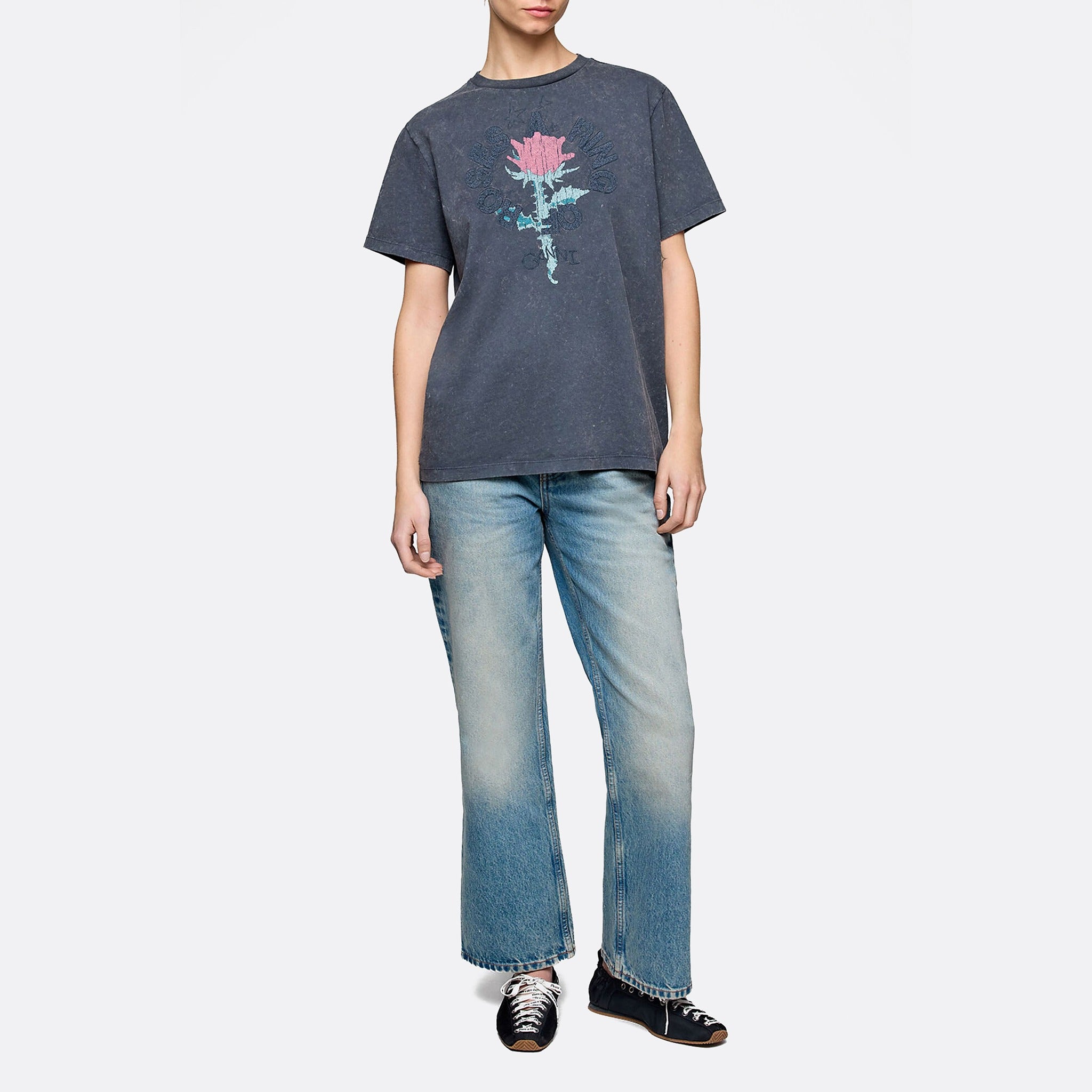 Rose Print Oversized T-Shirt from GANNI