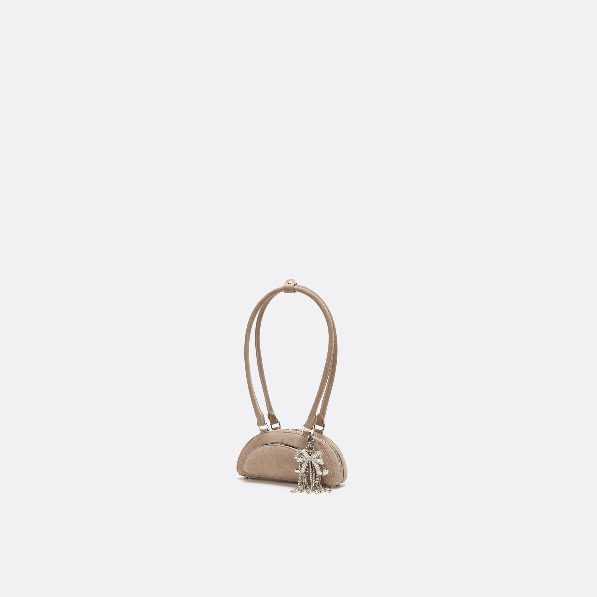 The Suede Mini With Charm Shoulder Bag from Self-Portrait in Beige