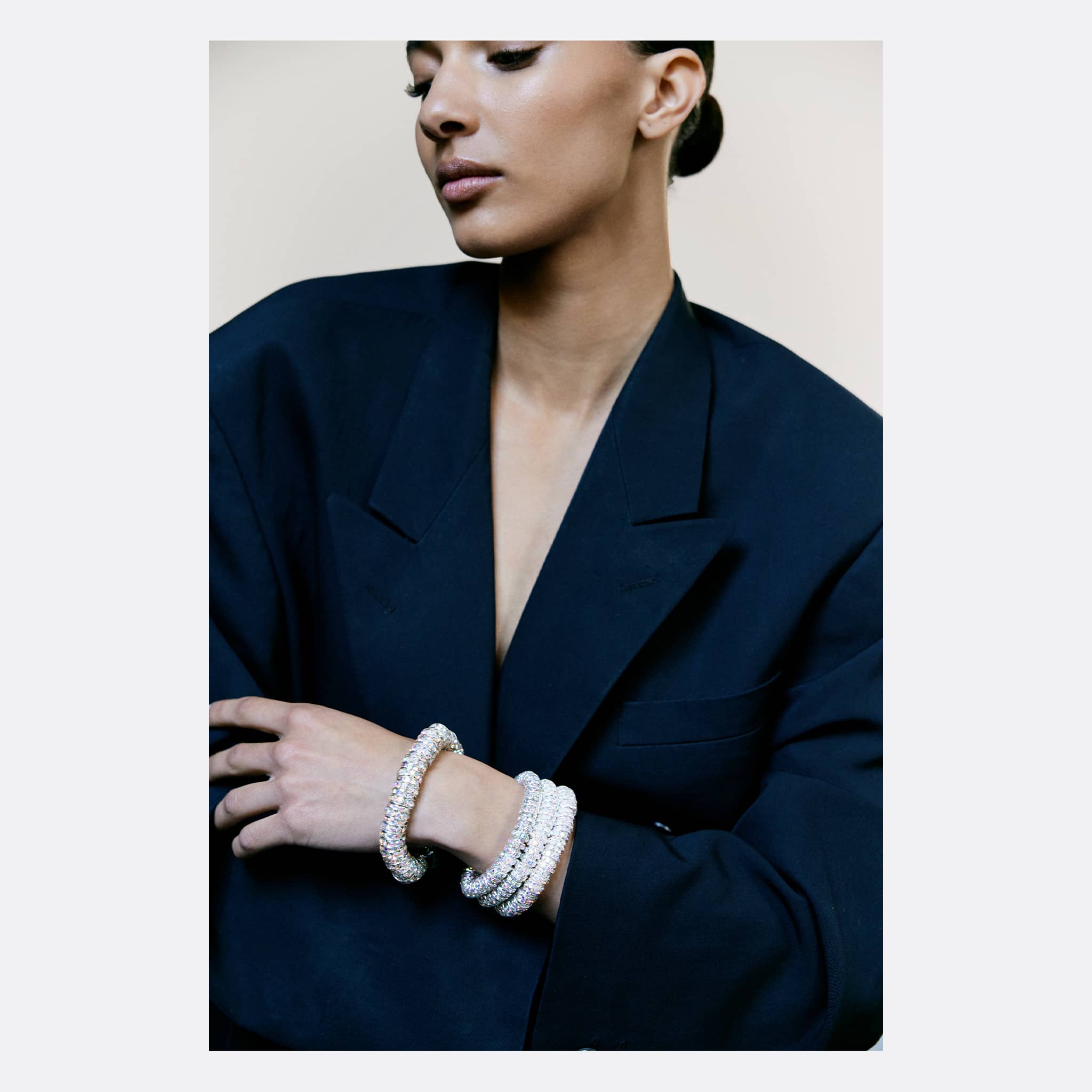 Fat Diamond Bracelet by Pearl Octopuss.Y in Silver