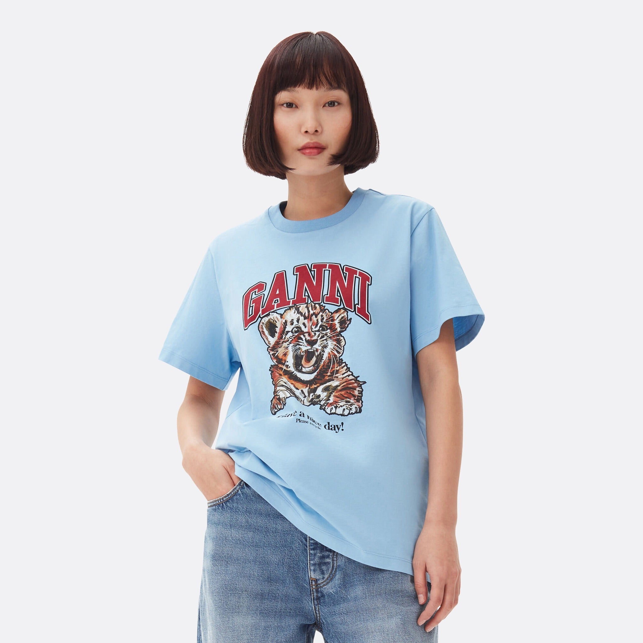 The Tiger T-Shirt from GANNI in Blue