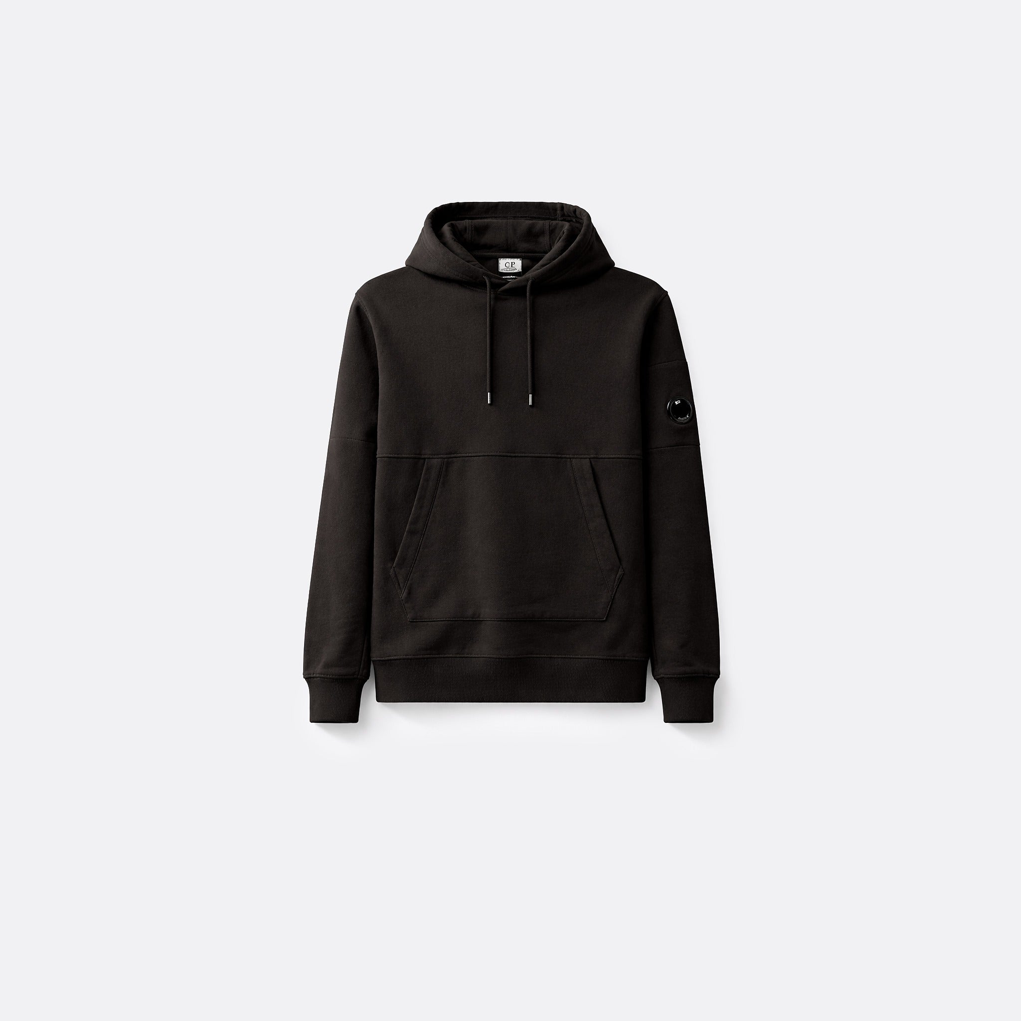 Diagonal Raised Fleece Hooded Lens Sweatshirt from C.P. Company in Black