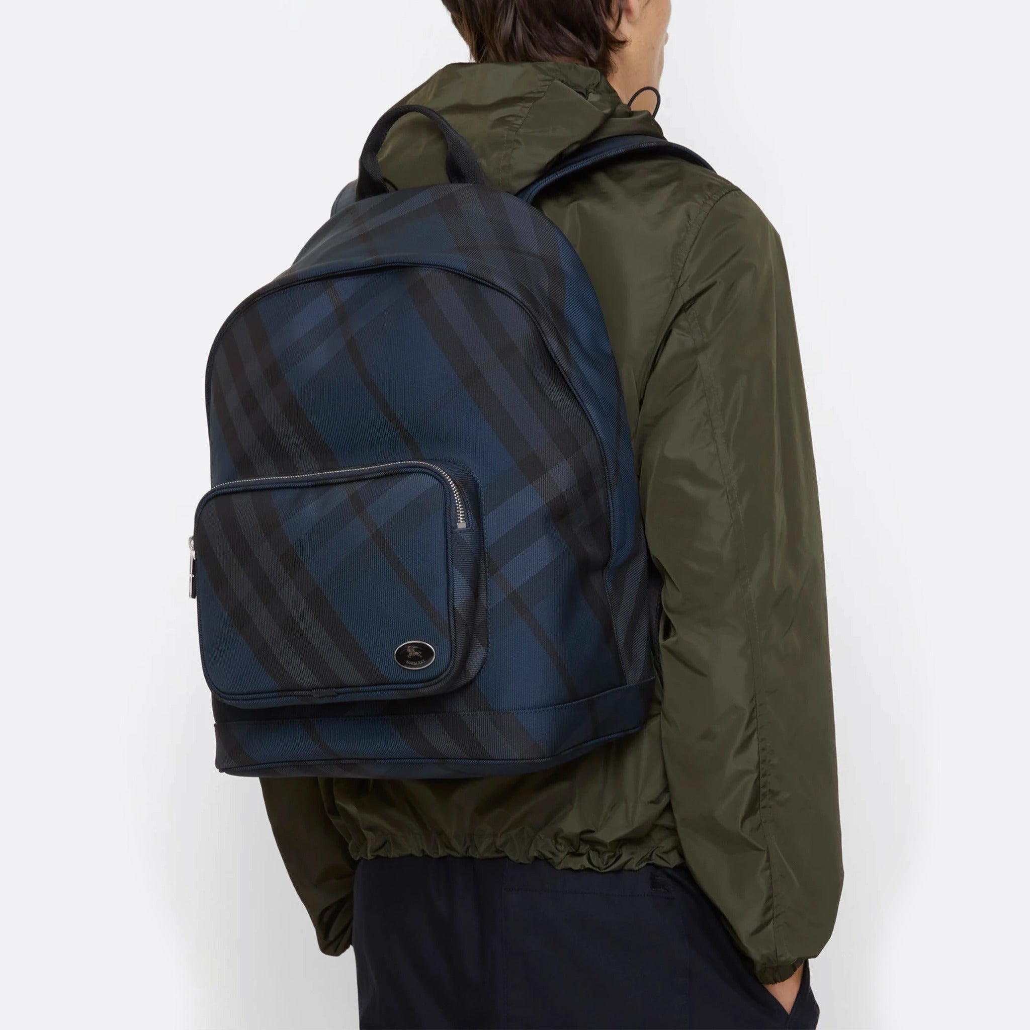 The Grid Backpack from Burberry in Navy