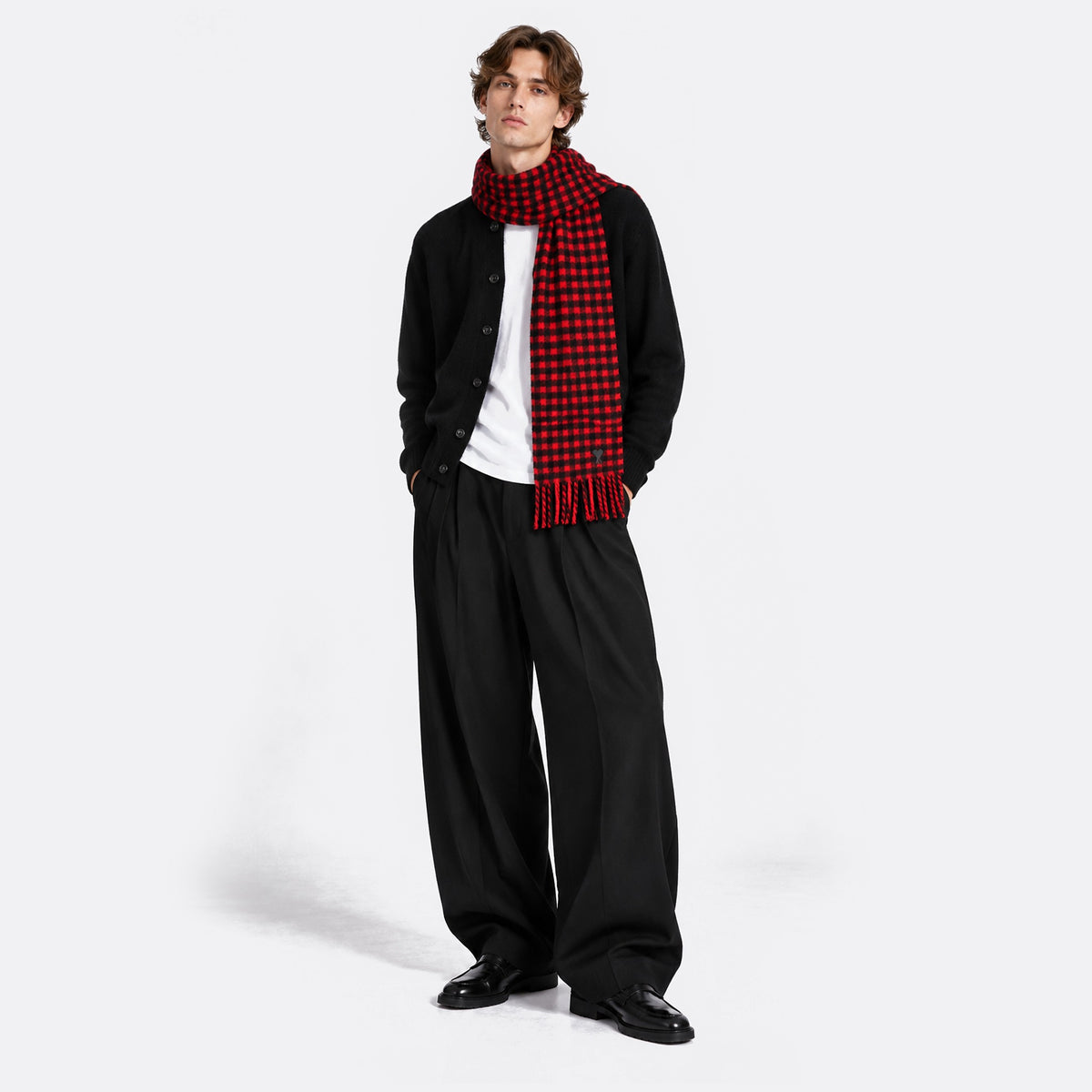 Ami de Coeur Checked Wool Scarf from AMI Paris