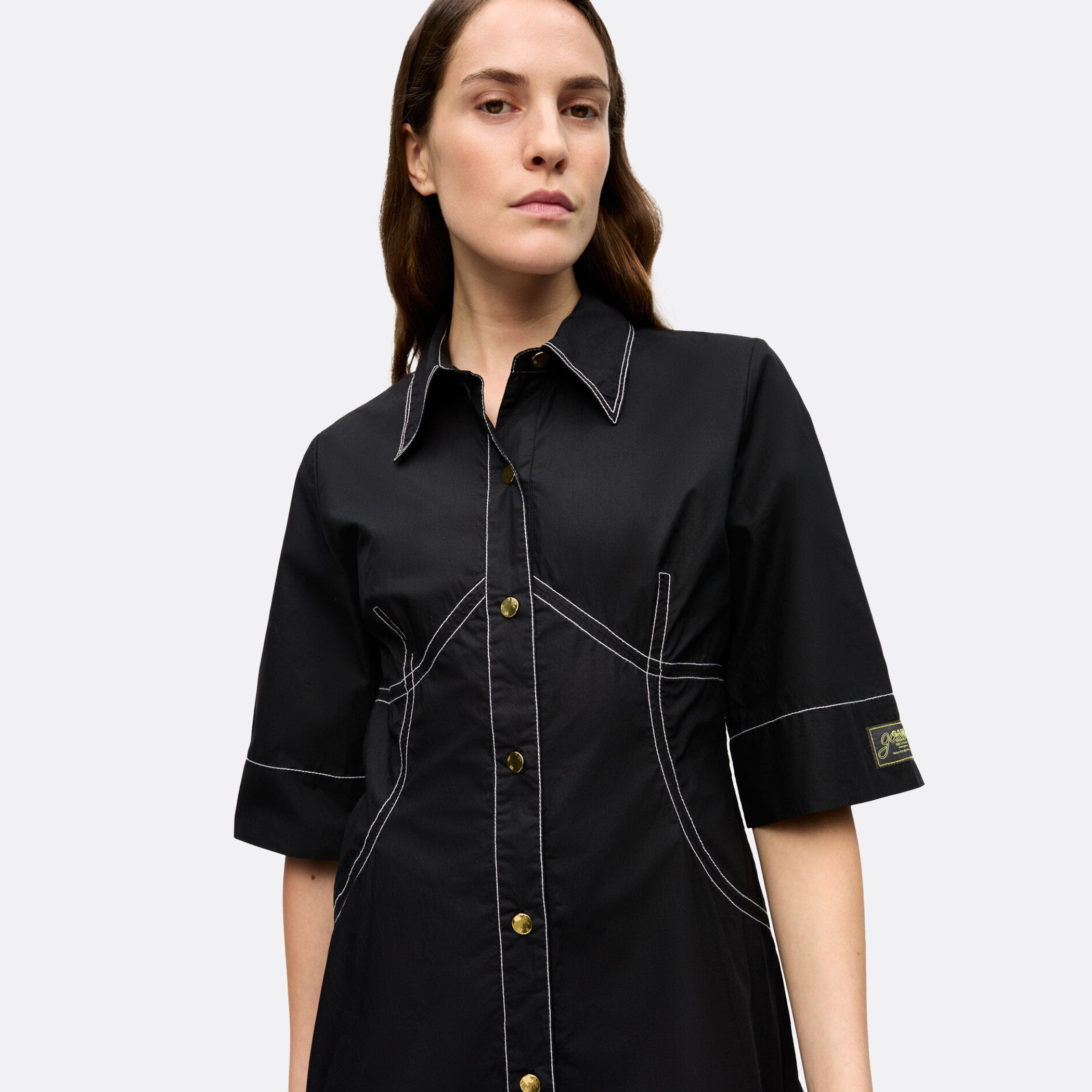 GANNI Cotton Poplin Long Shirt Dress