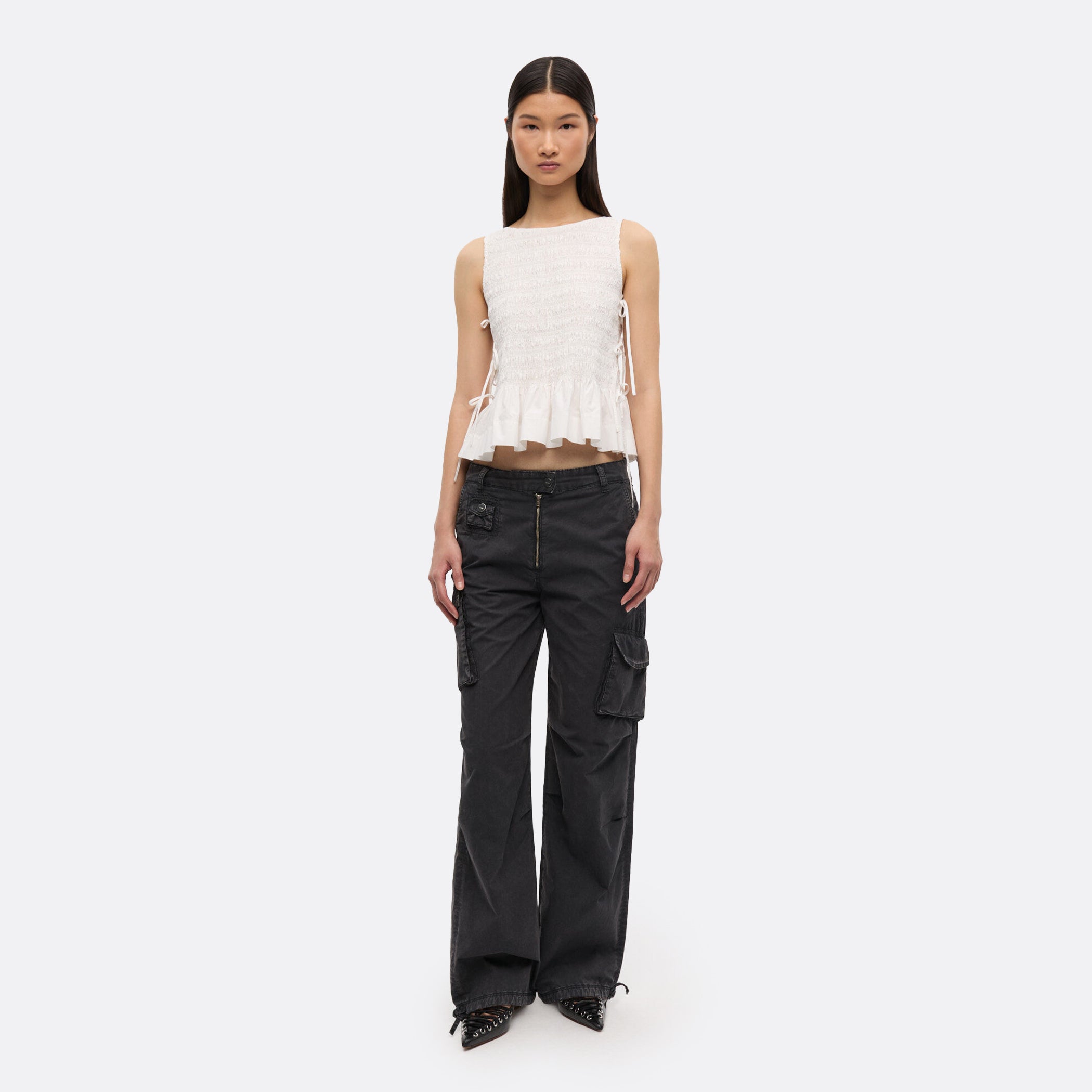 GANNI Washed Cotton Twill Pants