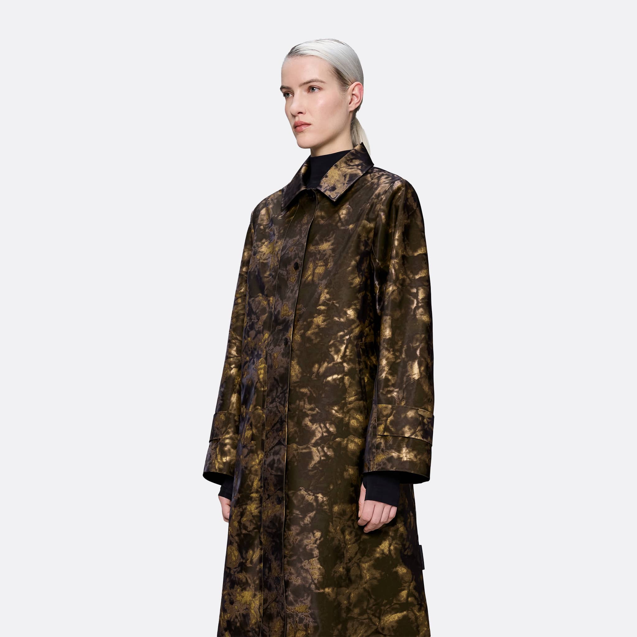 RAINS Nara W Long Jacket in Muddy