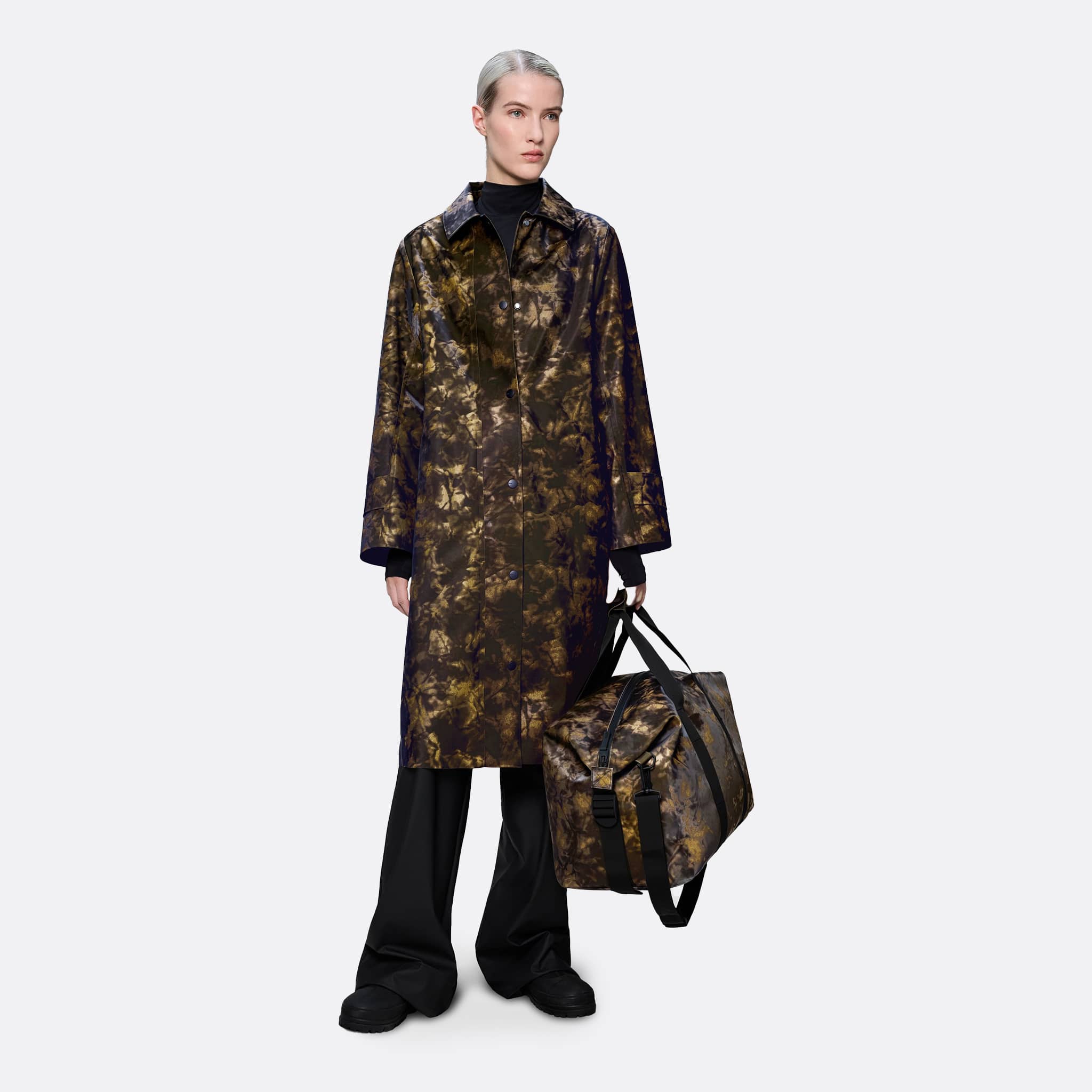 RAINS Nara W Long Jacket in Muddy