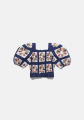 Sea New York Pippin Patchwork Puff Sleeve Smocked Top