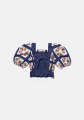 Sea New York Pippin Patchwork Puff Sleeve Smocked Top