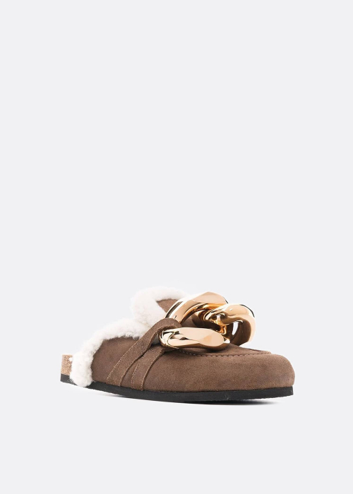Shearling Chain Loafer Mules