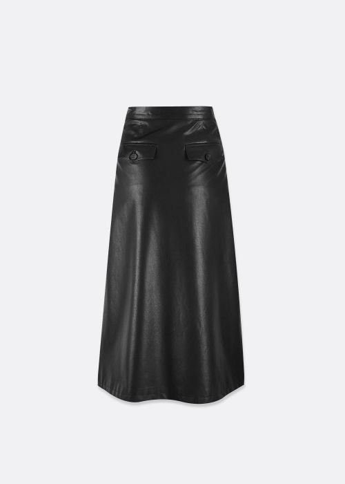 Vegan Leather Unbalance Wrap Skirt