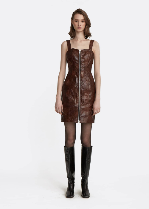 Textured Zip-Up Mini Dress
