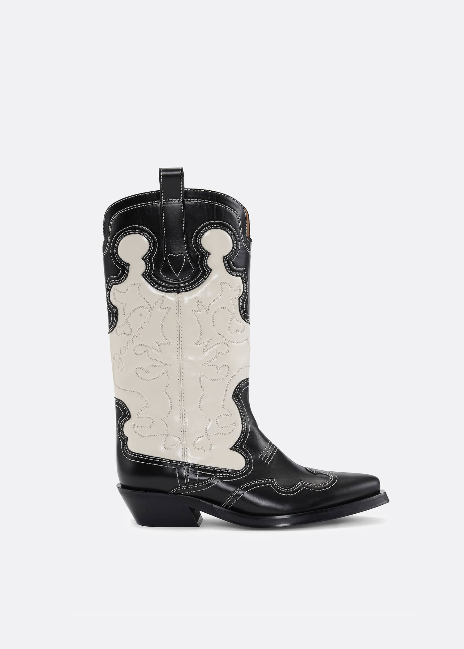 Ganni Mid Shaft Embroidered Western Boot