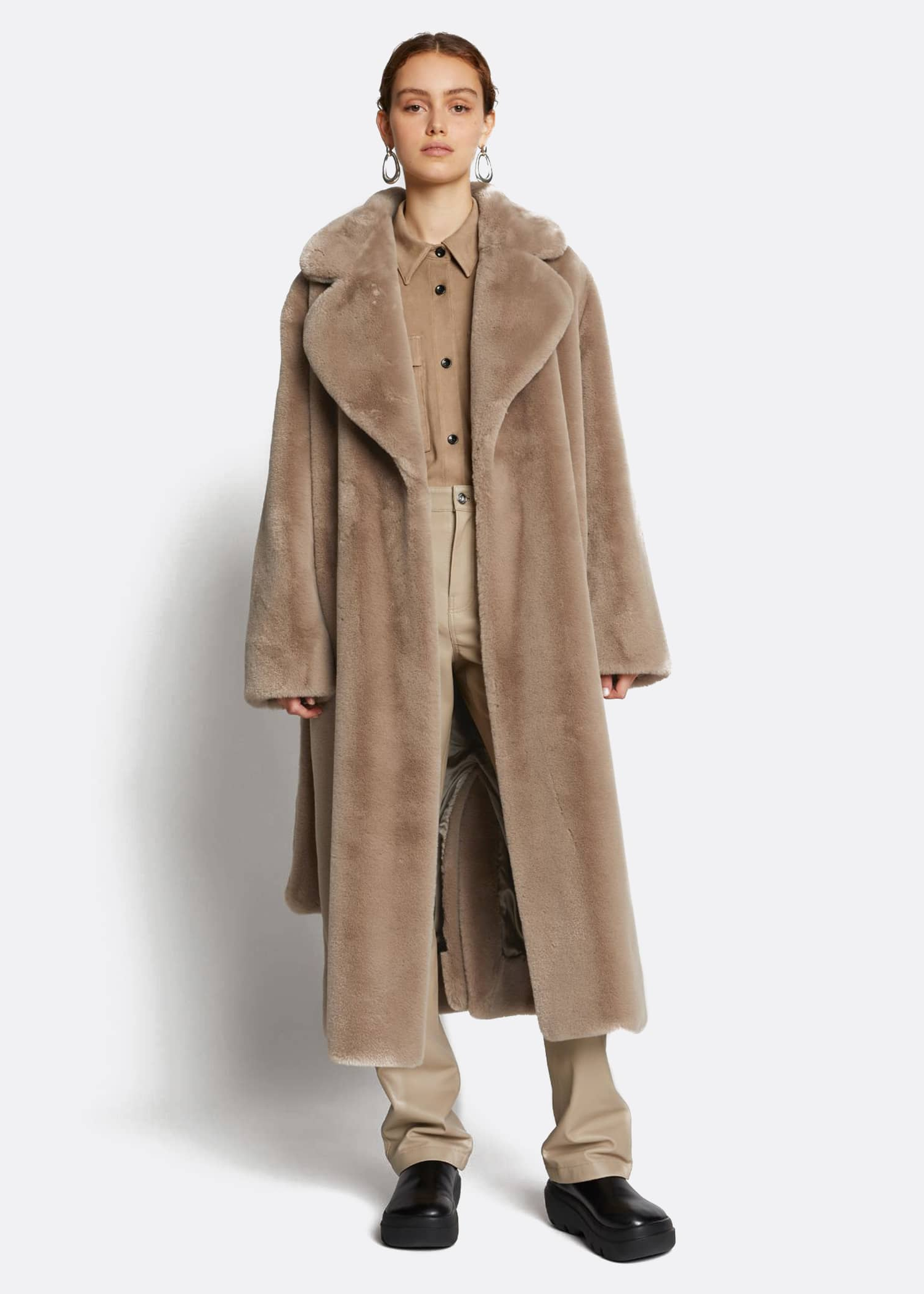 Proenza Schouler White Label Faux Fur Belted Coat