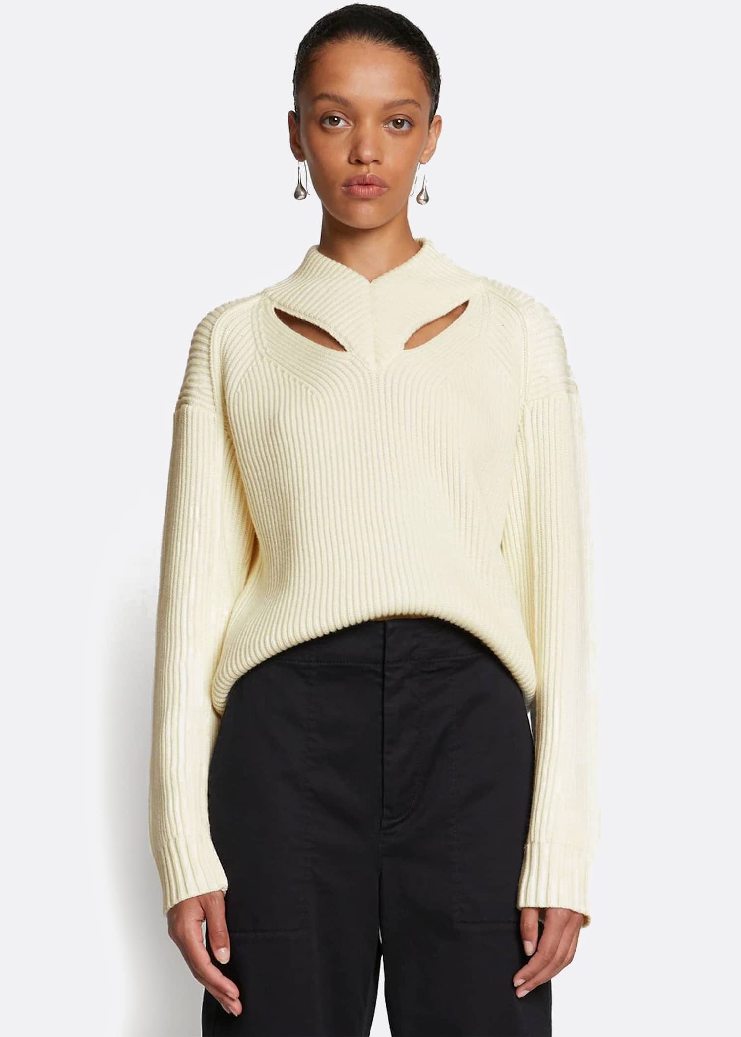 Proenza Schouler White Label Cashmere Merino 'Cut-Out' Sweater