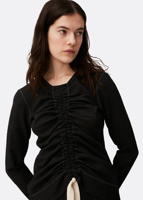 Stretch Jacquard Ruched Blouse