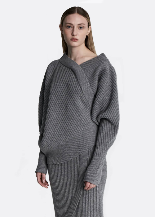 Unbalance Ribbed Cashmere Sweater