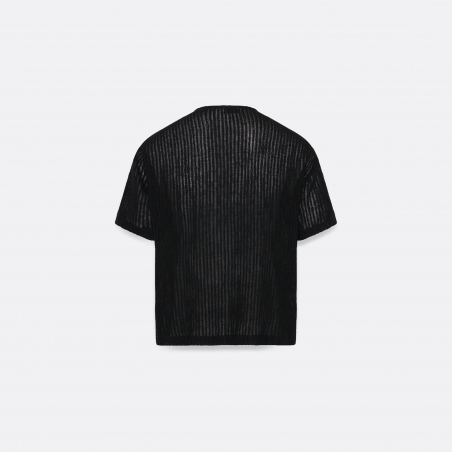COMMAS Sheer Stripe Woven Linen T-Shirt