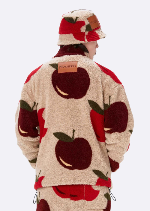 Casual Zip Front Apple Fleece Jacket