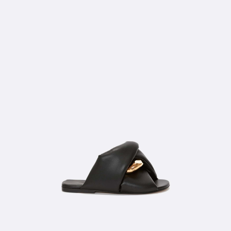 Buy Sacai Chain-link Leather Sandals - Black At 59% Off | Editorialist