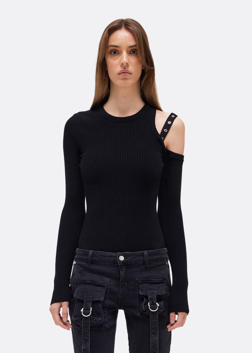 Ribbed Cut-Out Sweater
