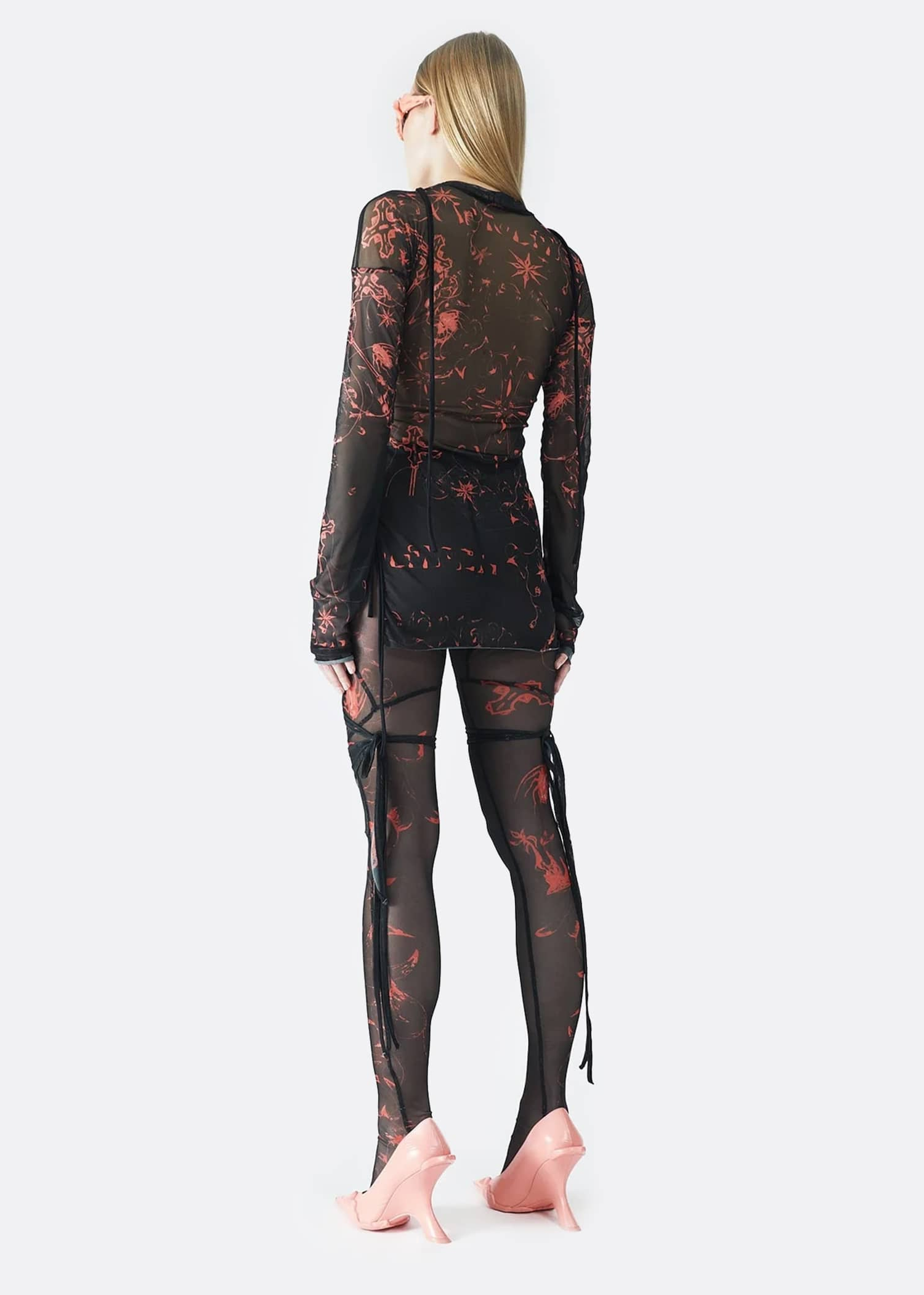 Ottolinger Mesh Red Scribble Wrap Top