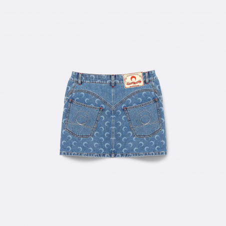 Marine Serre Moon Laser Denim Mini Skirt