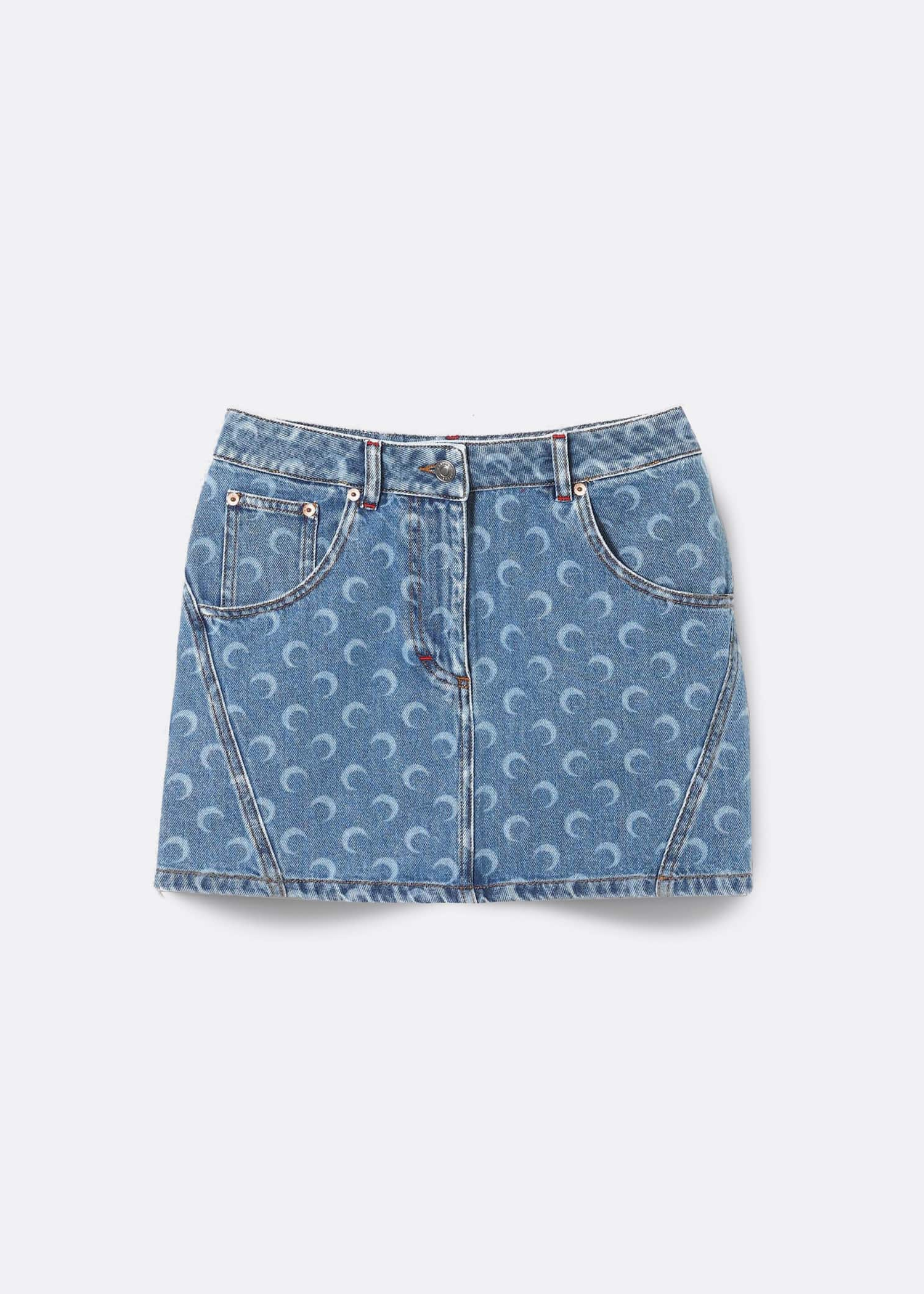 Marine Serre Moon Laser Denim Mini Skirt