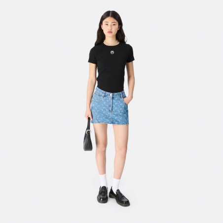 Marine Serre Moon Laser Denim Mini Skirt