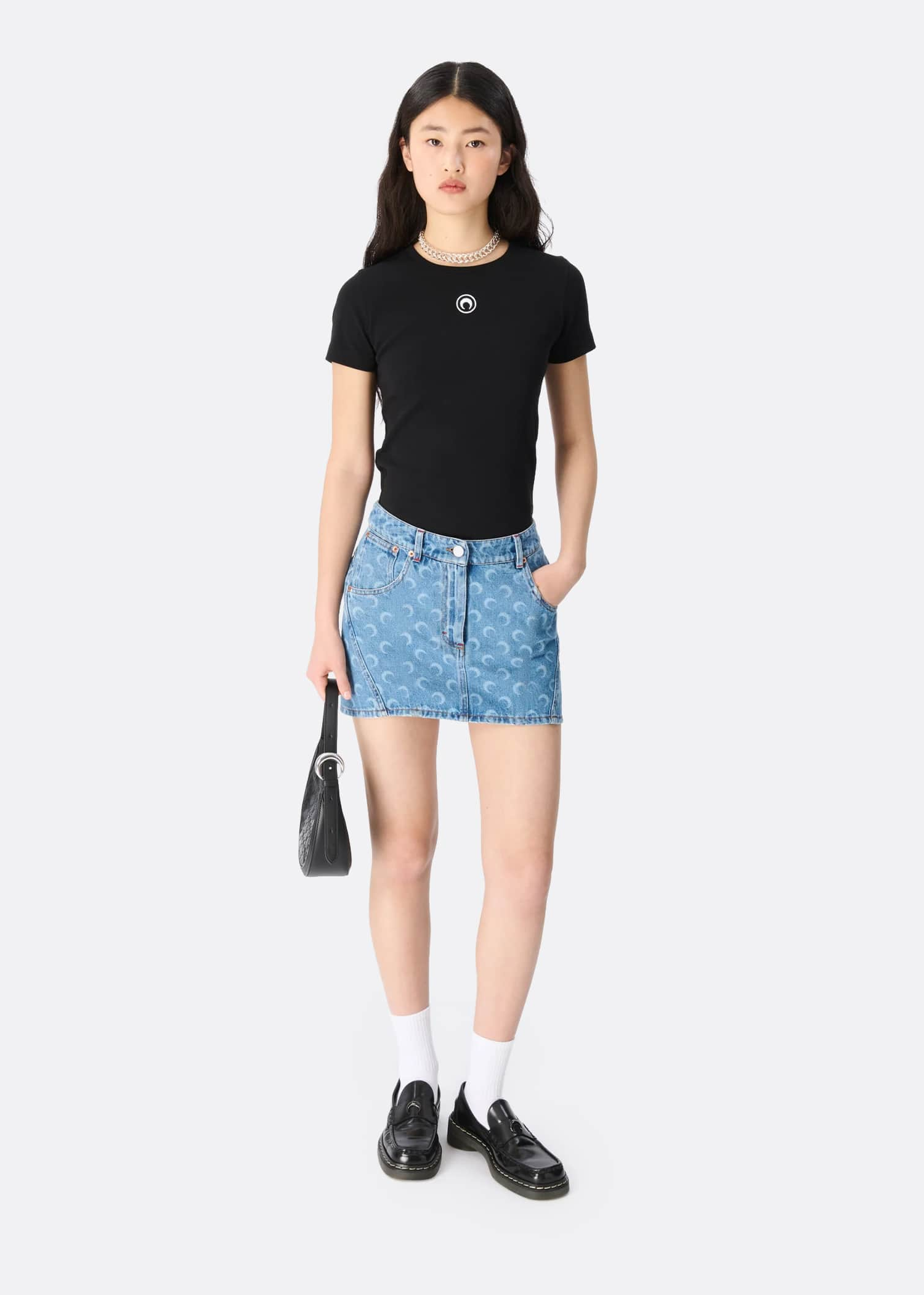 Marine Serre Moon Laser Denim Mini Skirt